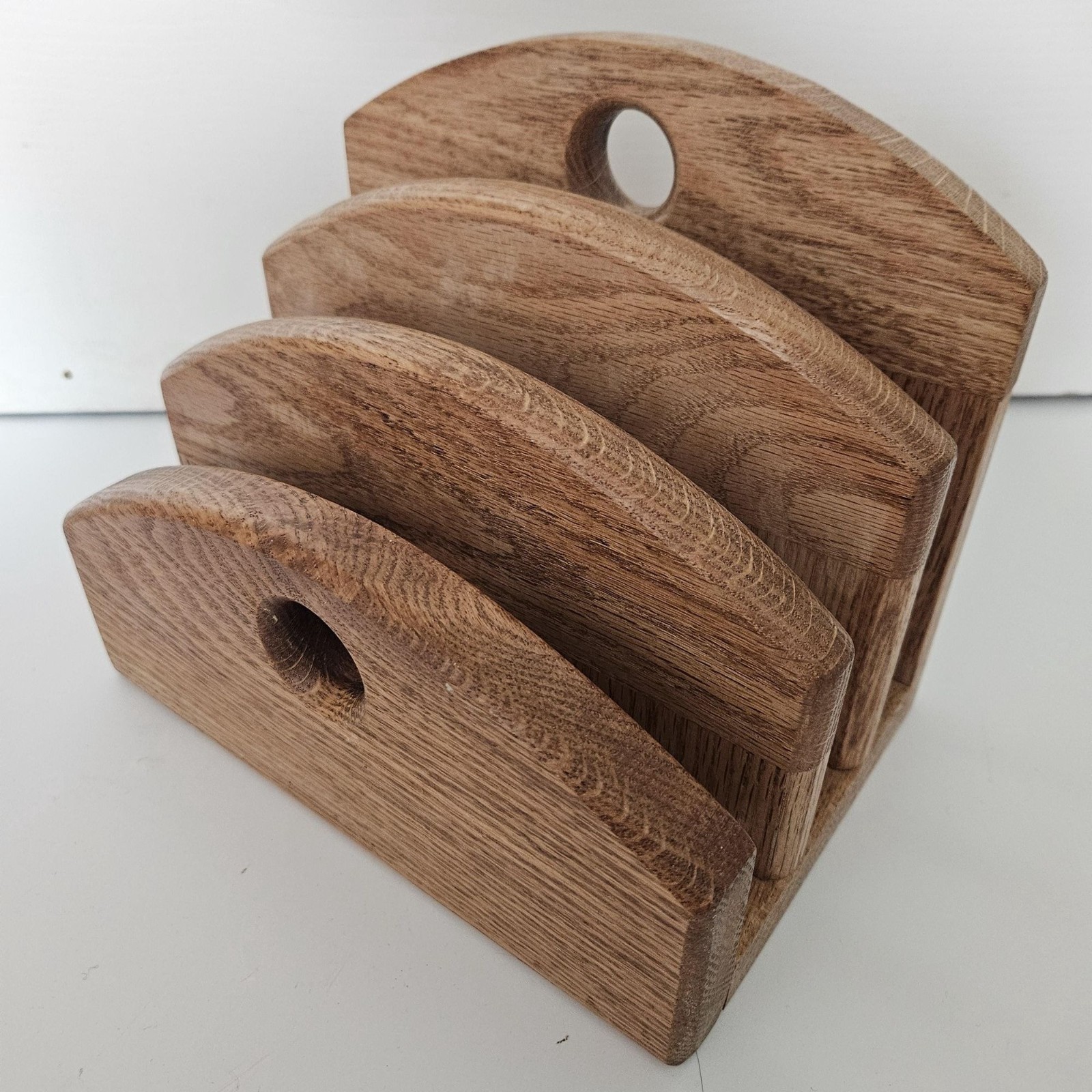Vintage Solid Oak Wood Mail File Organizer, Desktop Office Decor, Hand Carved