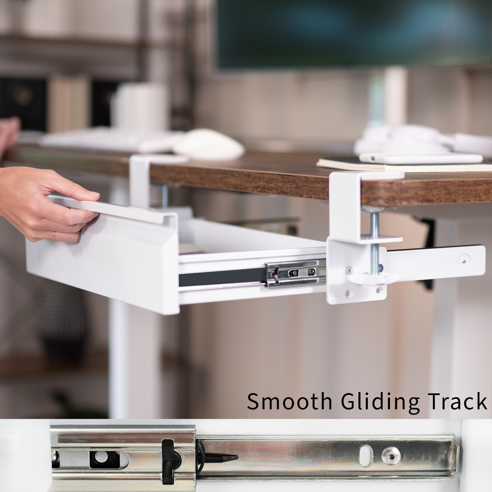 VIVO White Space Saving 16″ Clamp-on Under Desk Storage Drawer without Shell
