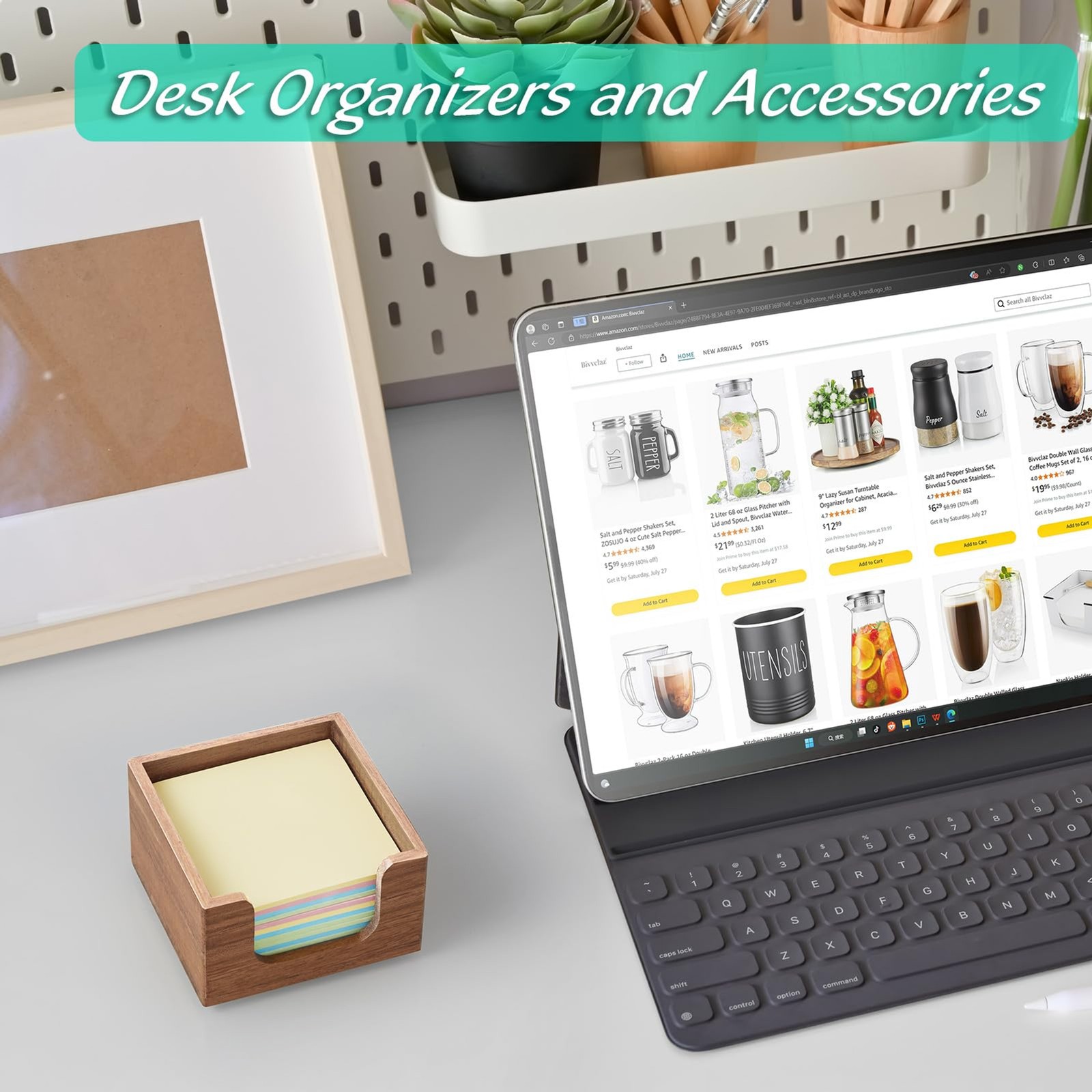 3×3 Inch Acacia Wood Sticky Note Holder Office Desk Organizer Memo Pad