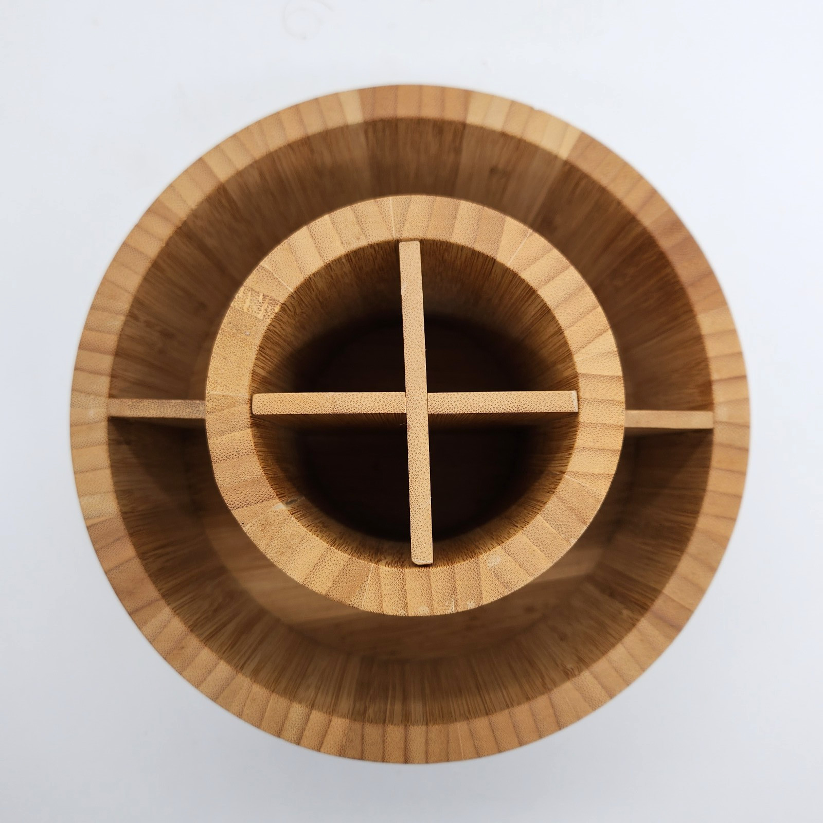 Wooden Bamboo Desk Organizer Rotates Storage Pens Pencils Brushes Utensils