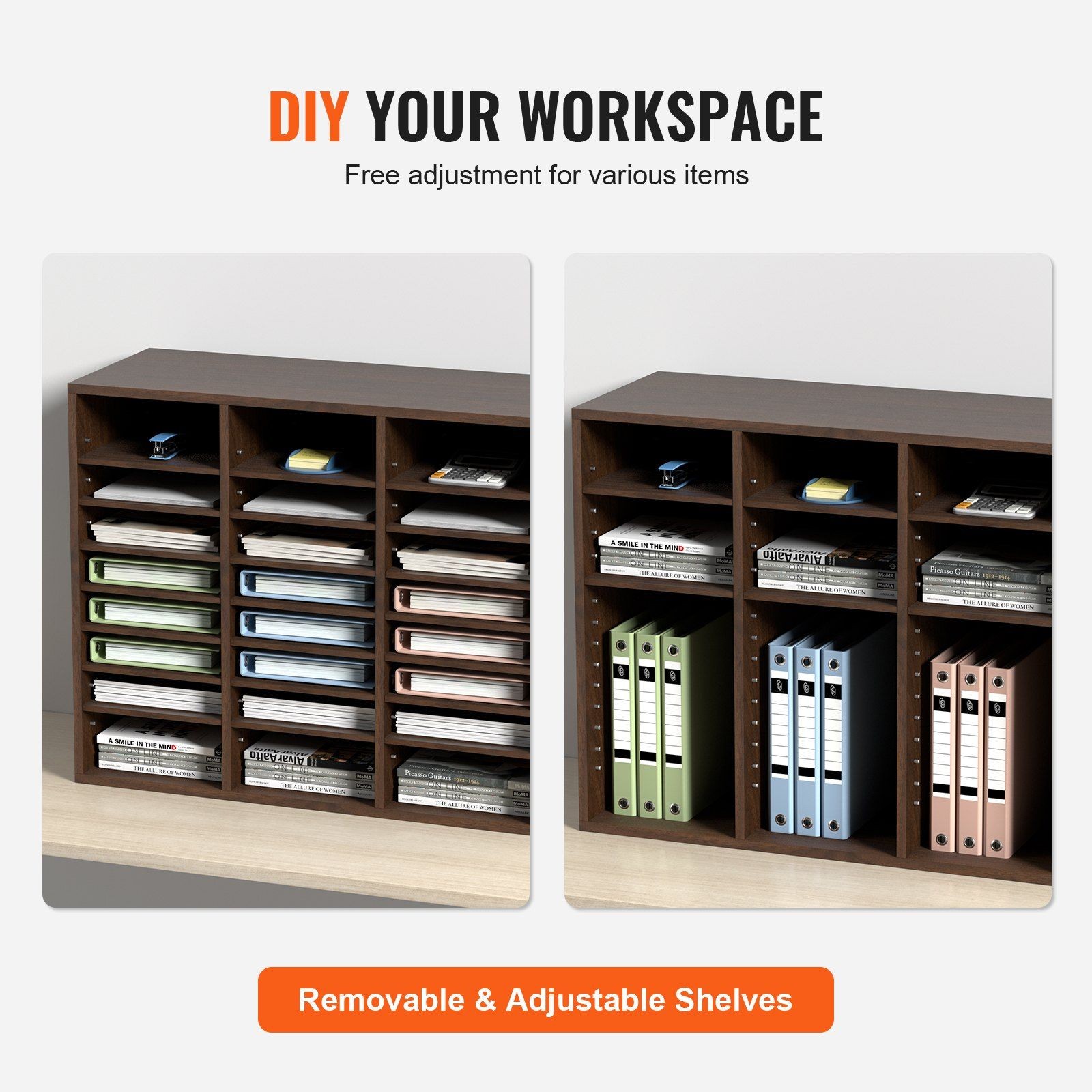 Spacious Wood Organizer 24 Cubby Holes 29x12x24.4in Office Grade