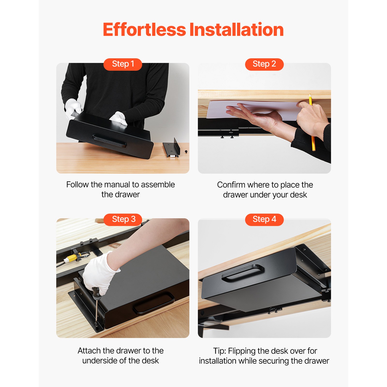 Uimoso 13-inch Slide-Out Under Desk Drawer Organizer for Home and Office