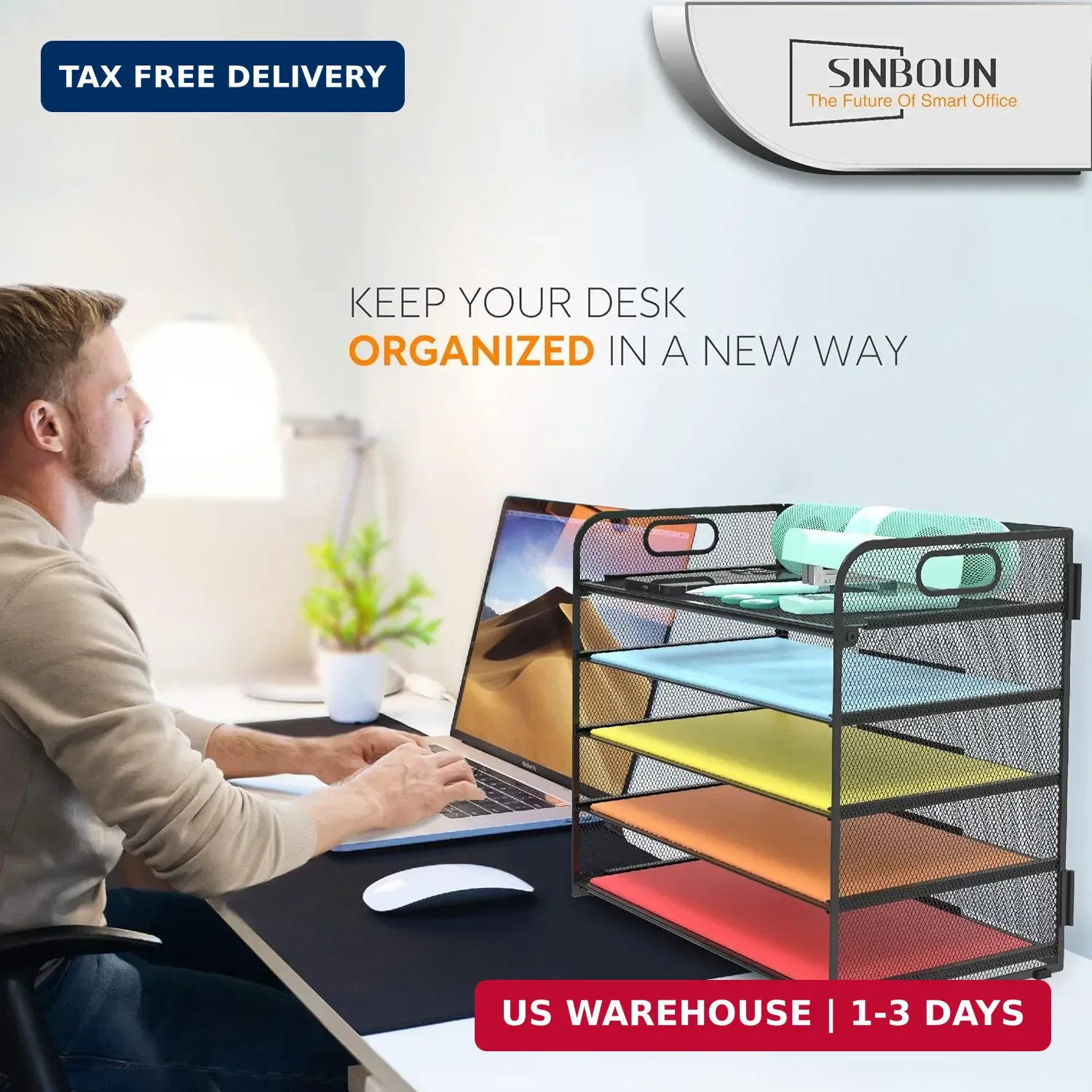 Letter Tray Paper Organizer 5-Tier Desk Organizer File Organizer Paper Holder wi