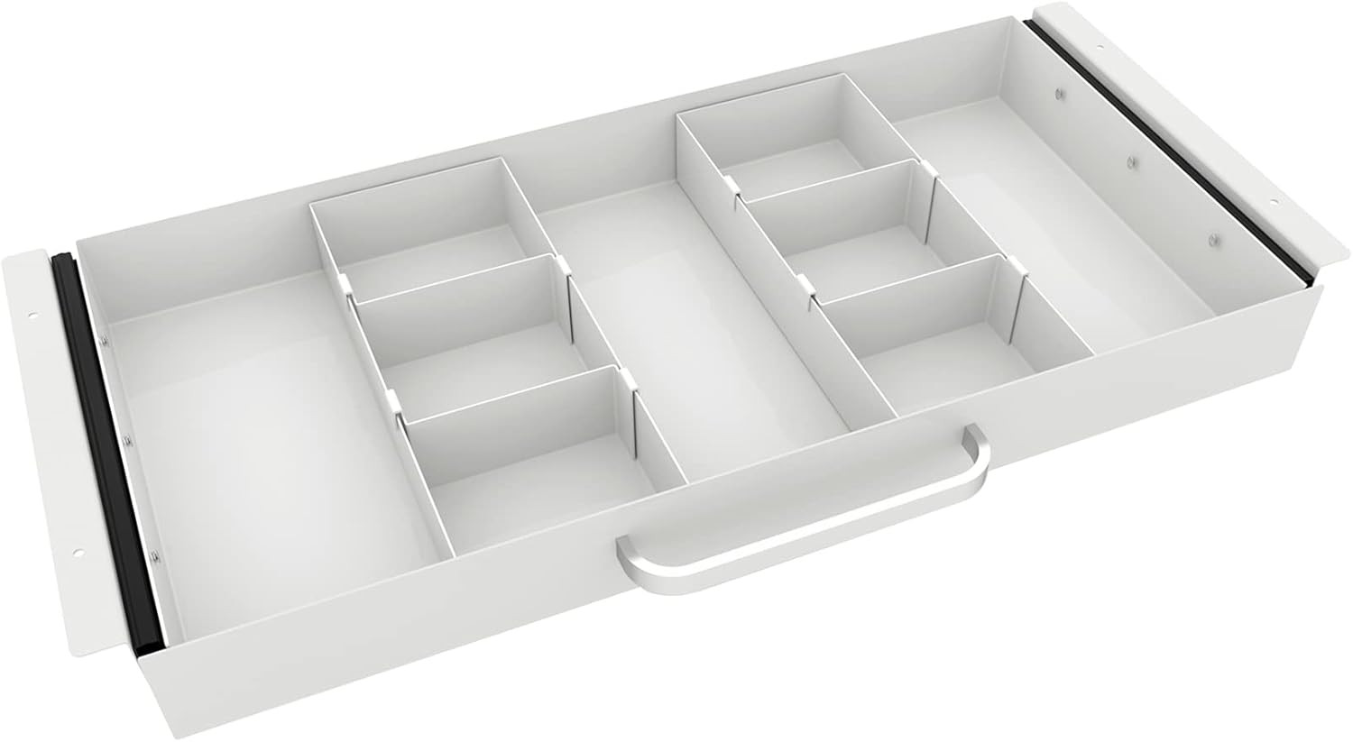 Large Size under Desk Slide Out Pencil Drawer White with Adjustable Space Divide