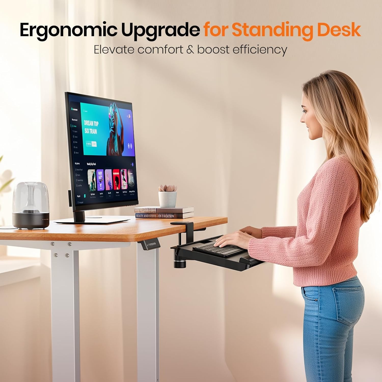 Klearlook Keyboard Tray Under Desk with 360° Rotation, Ergonomic Black