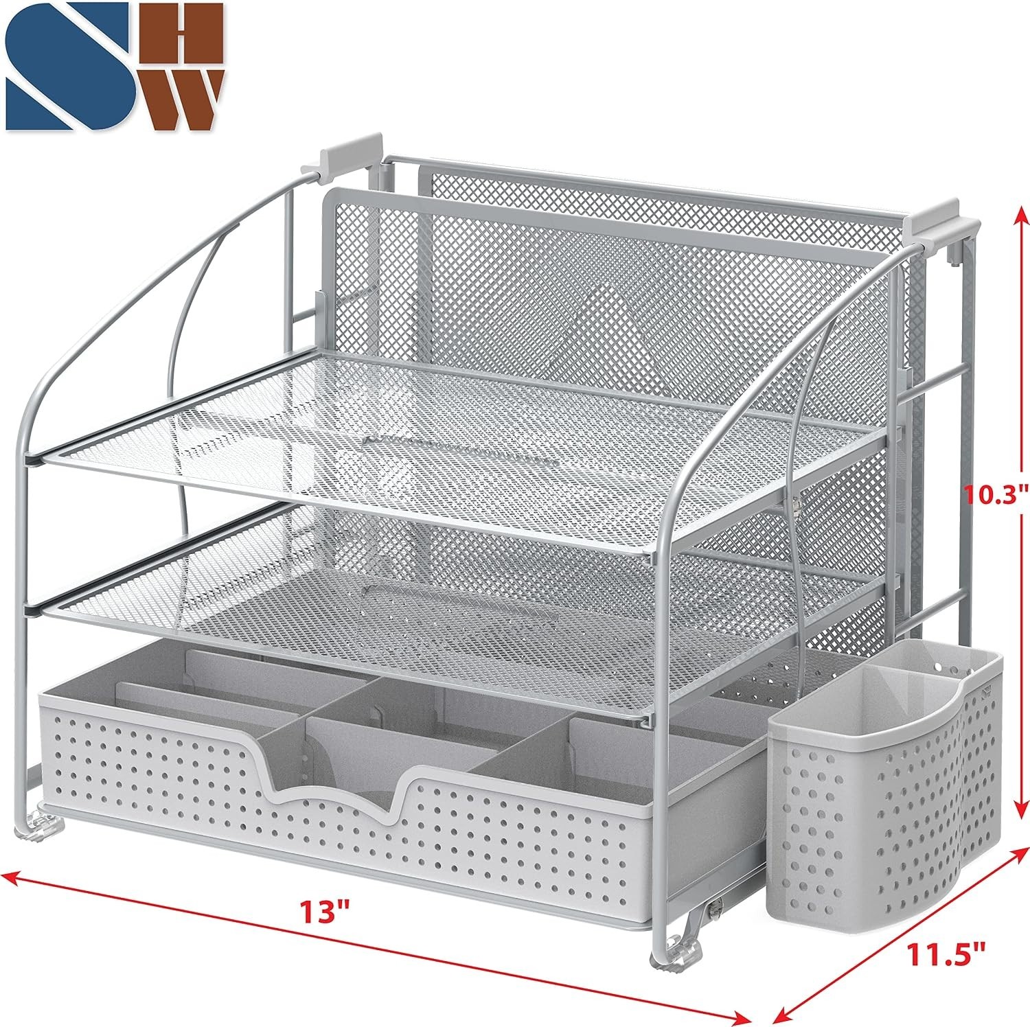 3-Tier Desk Organizer with Sliding Drawer, Hanging File Holder and Pen Holder…
