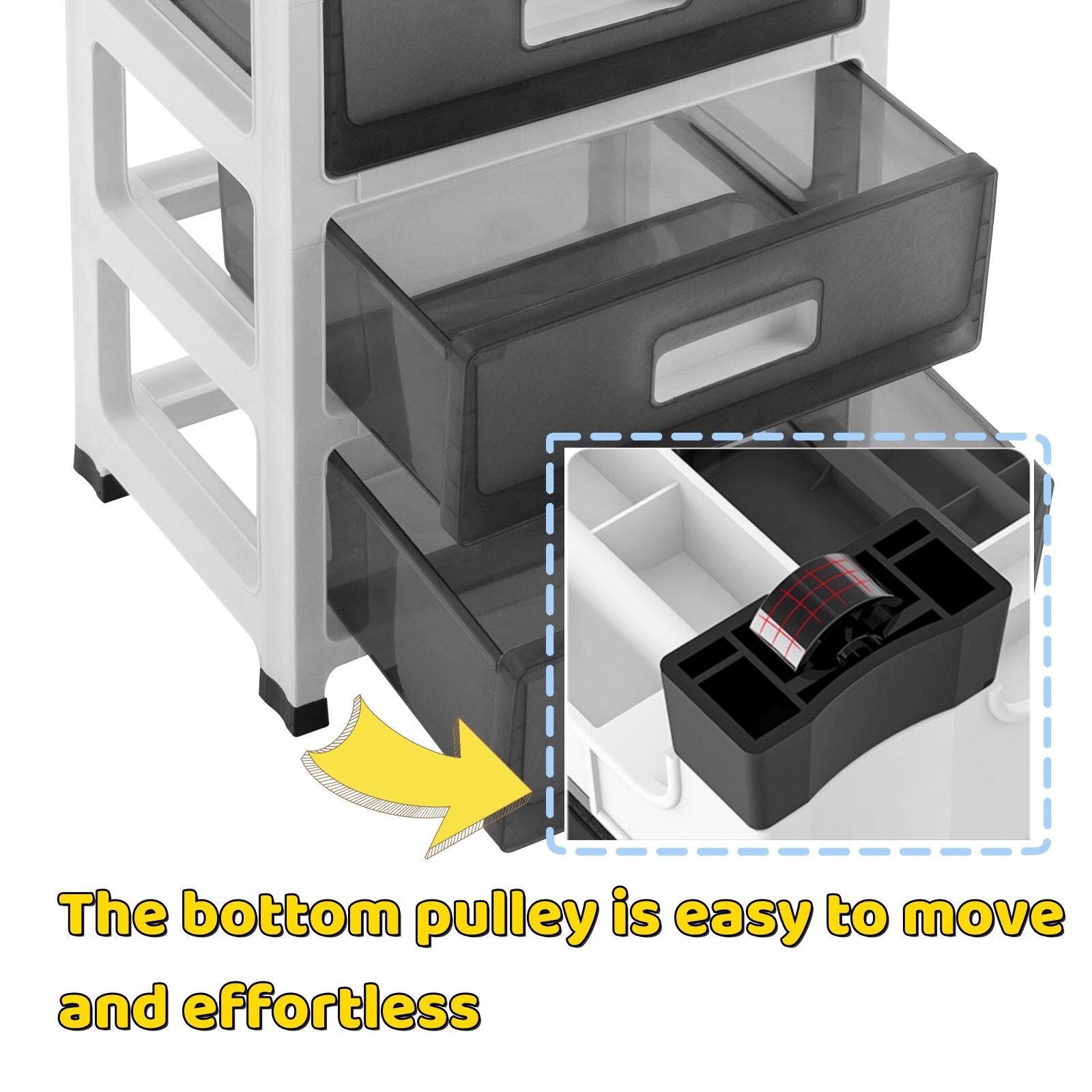 Large 6-Drawer Desktop Organizer with Open Tray Top, for Desk Organizer, Black