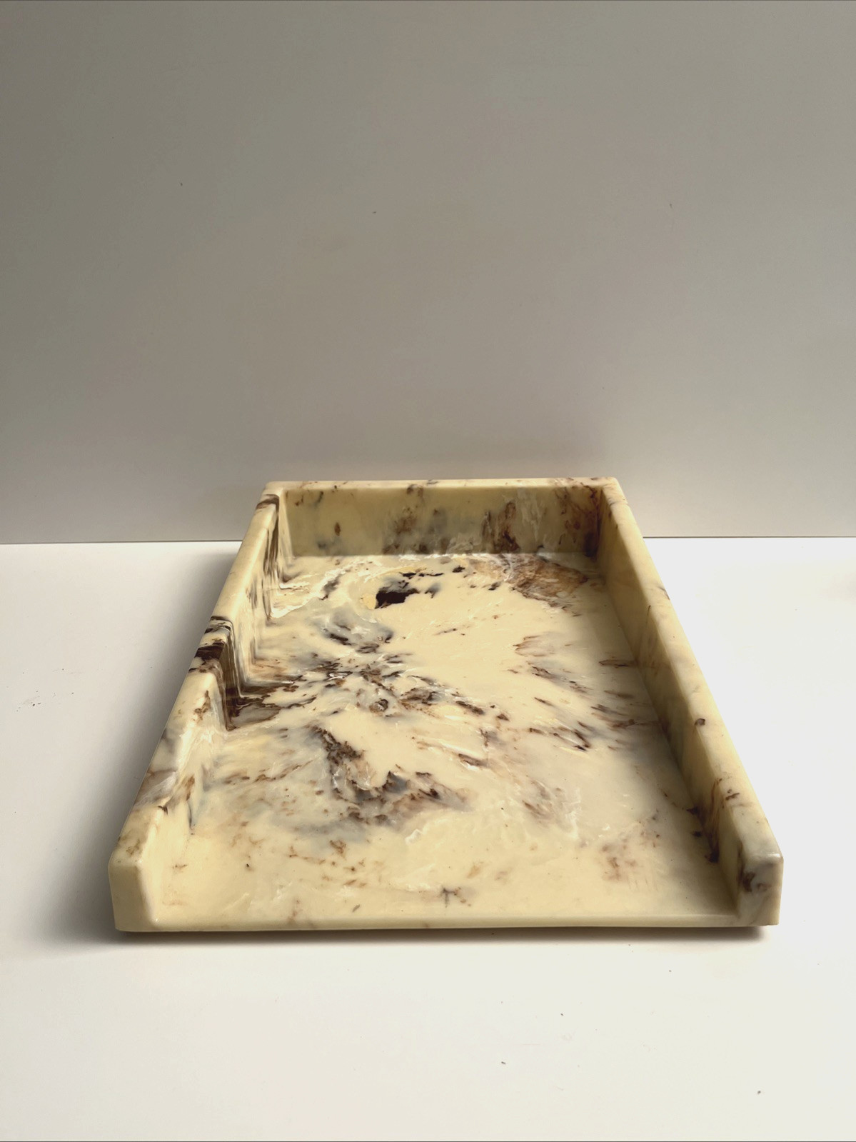 Ultra Stone Acrylic Executive Desk Letter Tray Sunlight Ind. Faux Marble EUC!