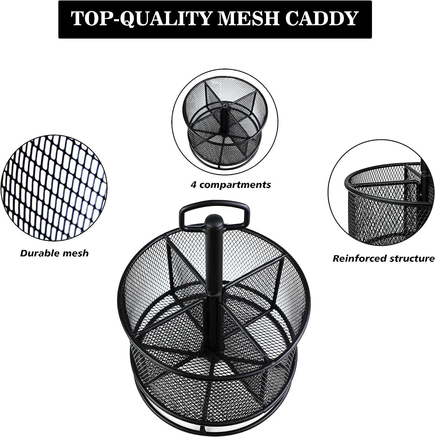 Large Pen Holder Pencil Holder with 4 Compartments for Desk Office Home School