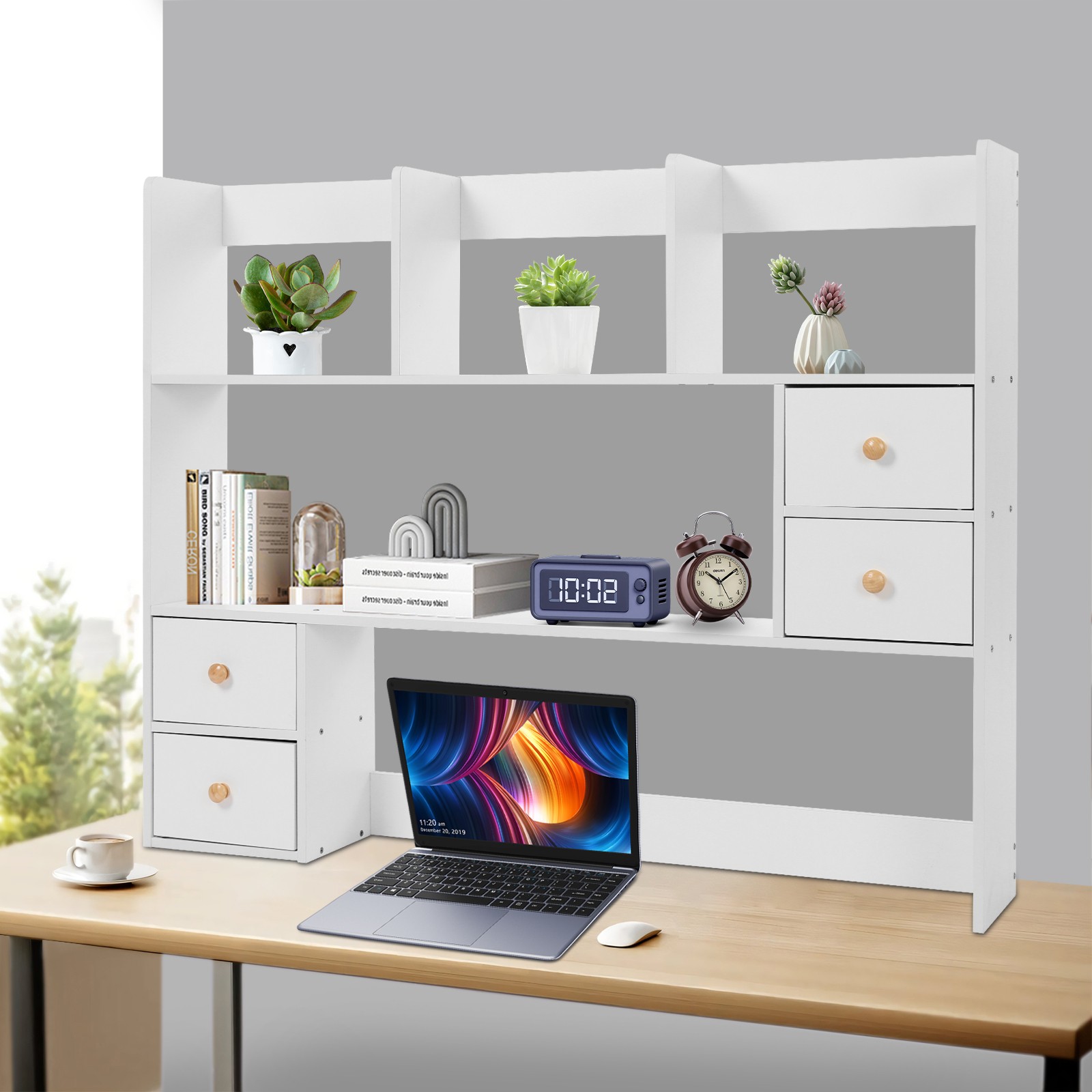 3-Tier White Desktop Storage Rack – Stylish Organizer for Office & Home