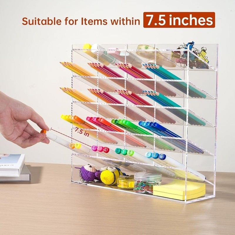 Acrylic Desk Organizer Marker Holder 21 Compartment Art Supply Storage New
