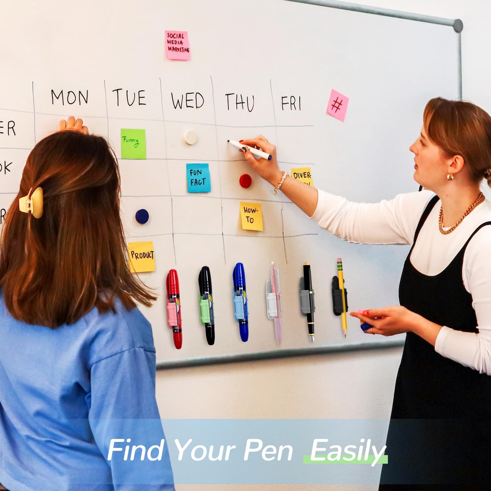 40 Pack Adhesive Pen Holder Clips, Silicone Pencil Holders for Desk, Wall, Wh…