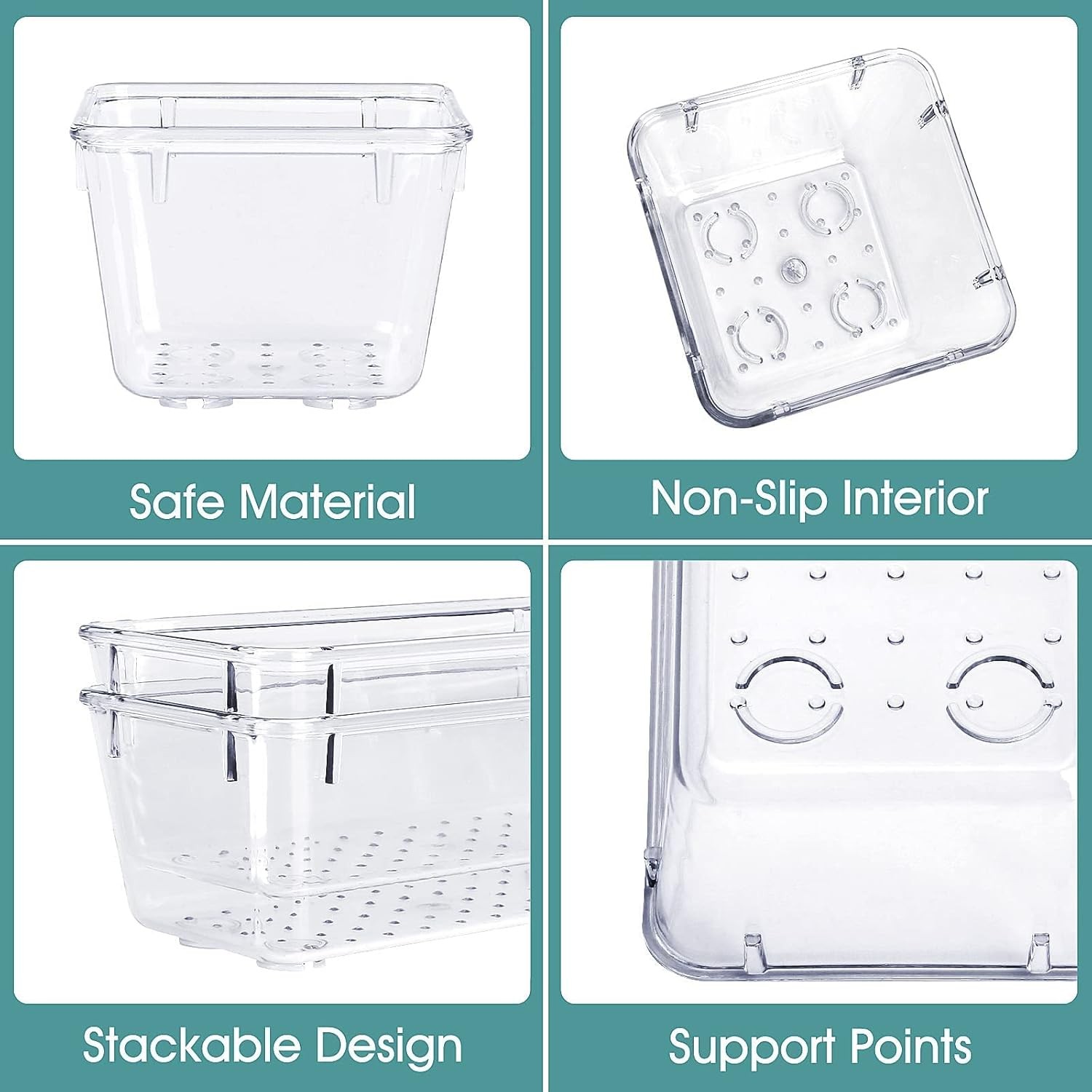 25PCS Clear Drawer Organizer Set | 4 Sizes Plastic Storage Bins for Makeup Jewel