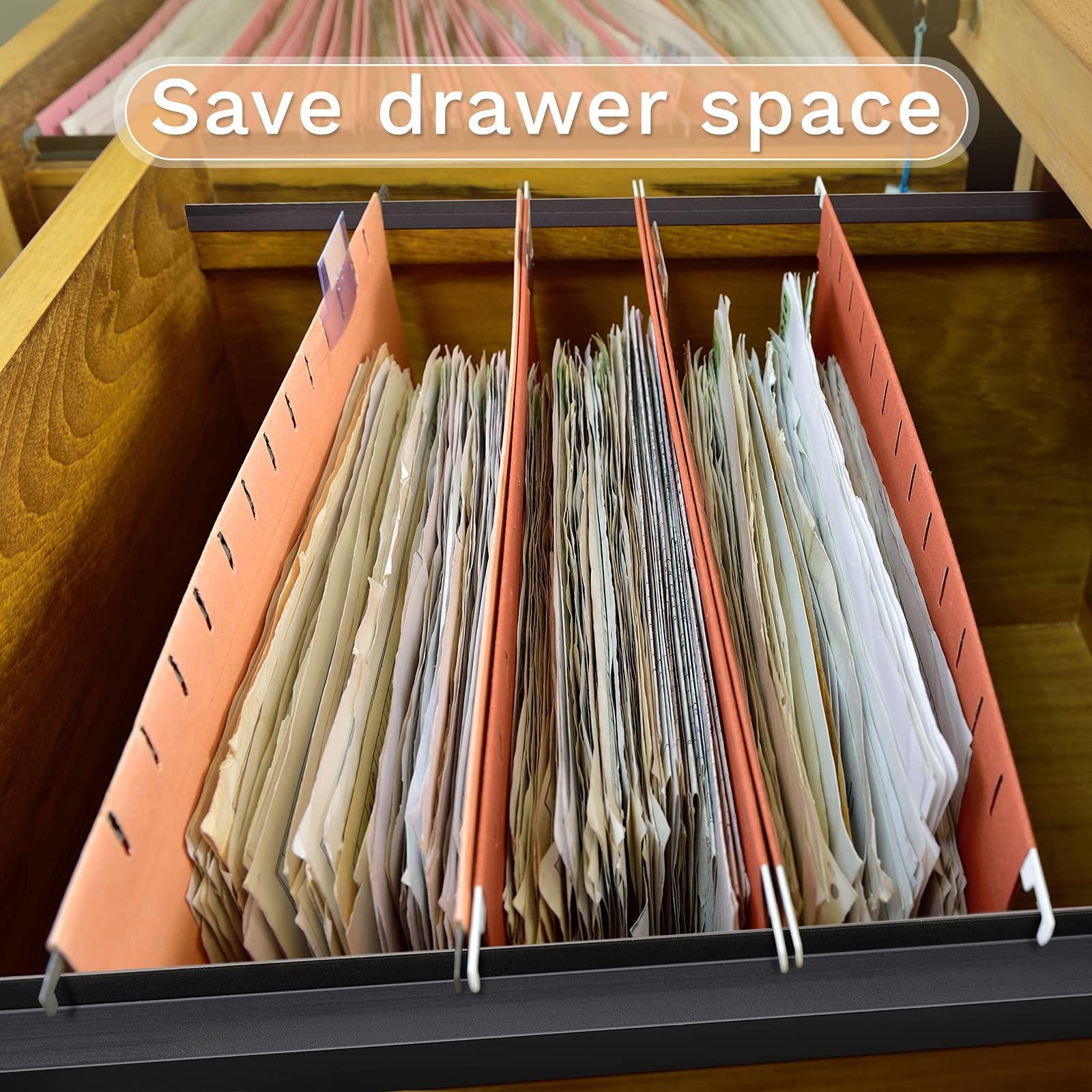 Tenare 4 Pieces Hanging File 1/2 Inch Drawer Sides 15.8 Long, Black