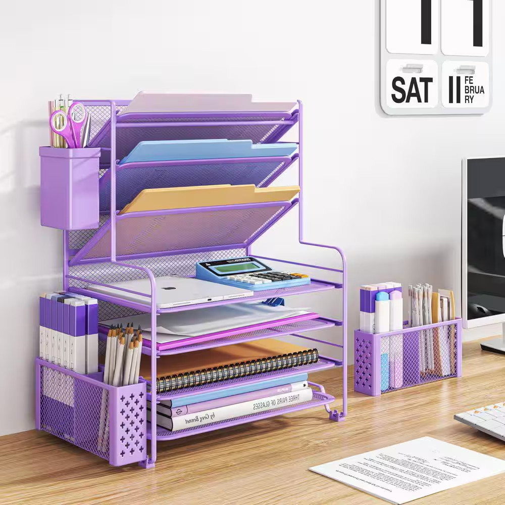 16.75 in X 16.75 in 7 Tier Desk File Organizer, Letter Tray Paper Organizer and