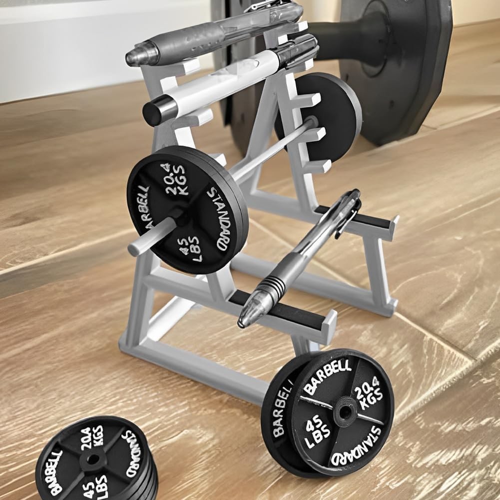 Squat Rack Pen Holder Modern A-Frame Style Gray Plastic Fun Desk Gym Decor W/