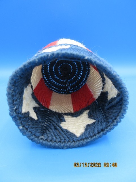 Pencil Holder Home Made Plastic Canvas Red White & Blue with Stars