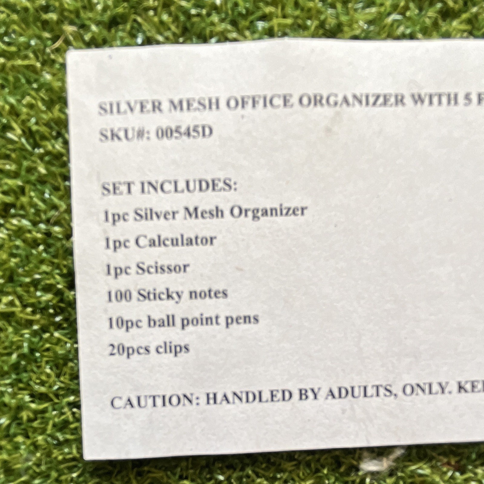 Silver Mesh Metal Desktop Organizer w/ Calculator Scissors 00545D