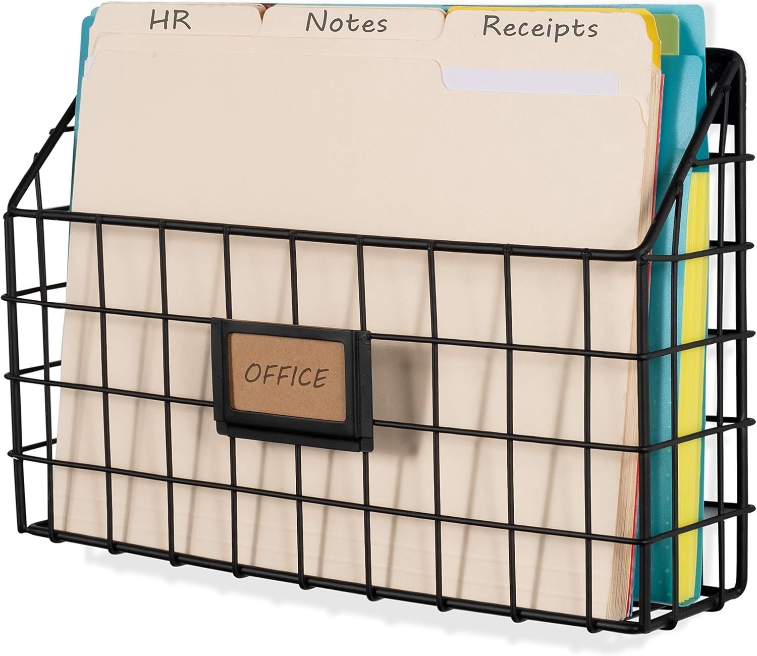 Rivista File Holder Home Office Desk Organizer, Wall Mounted Wide Chicken Wire M