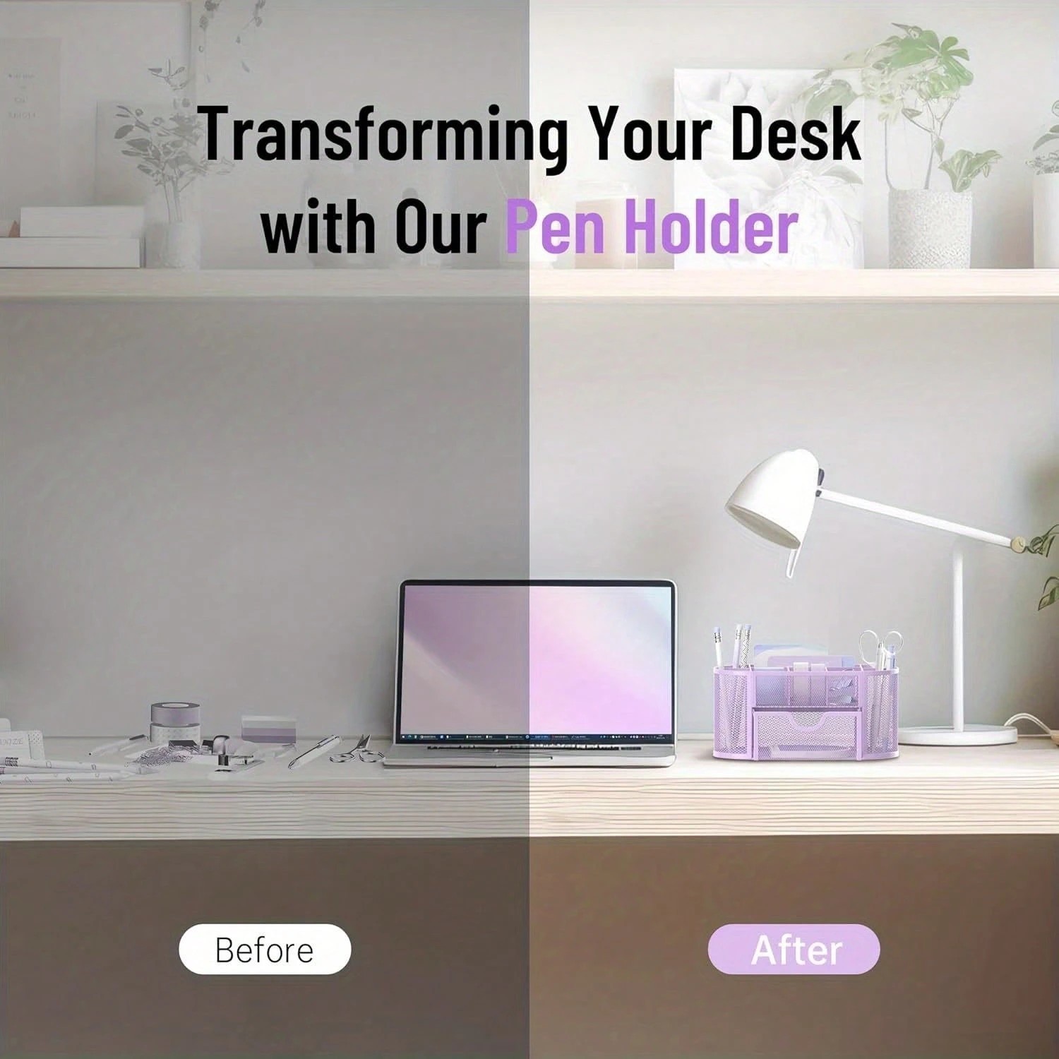 New Stylish Mesh Desk Organizer With Drawer 9 Compartments Pink Purple