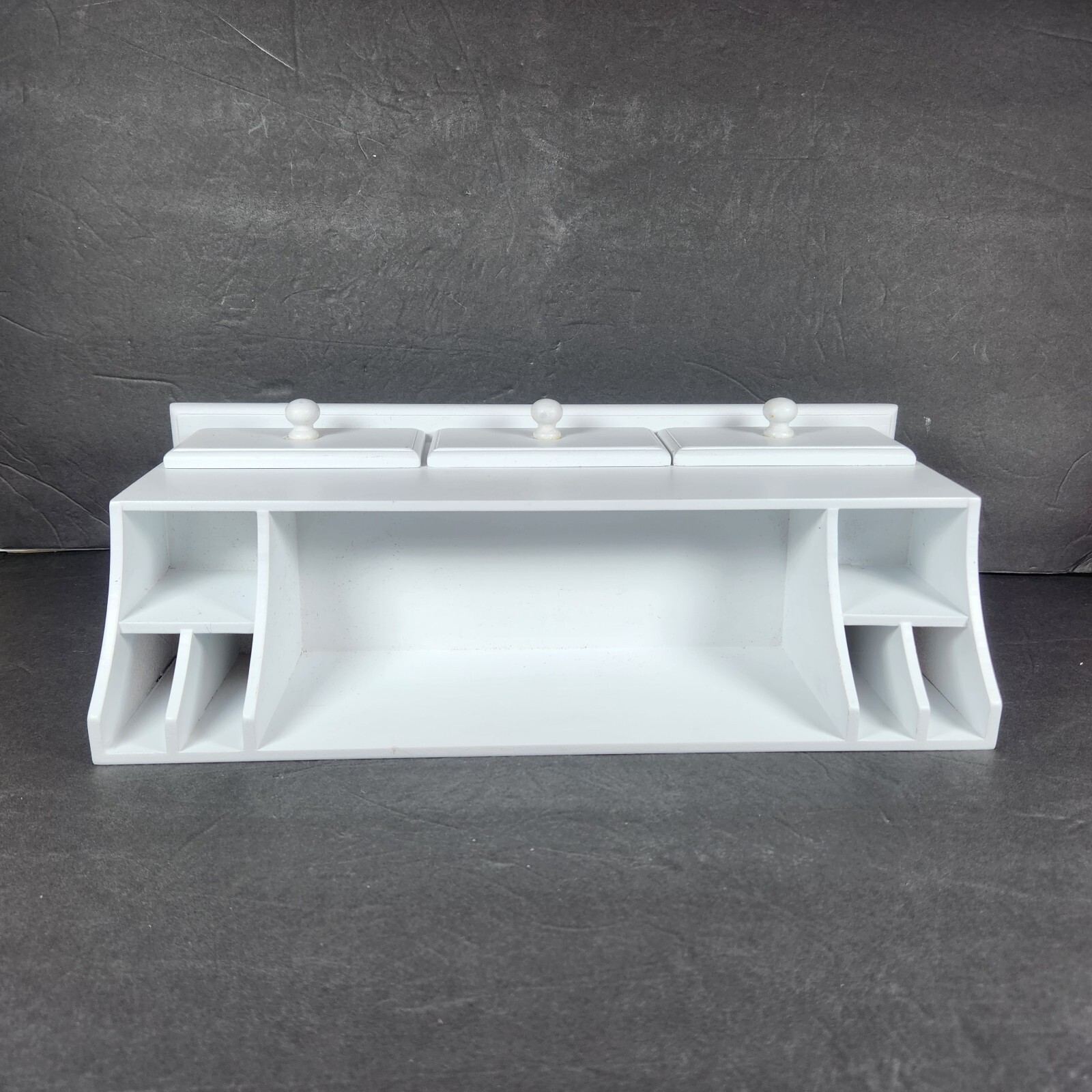 Slotted Wood Desk Organizer Desk Top Vanity Storage Box 3 Drawers 16×4.5×7.5