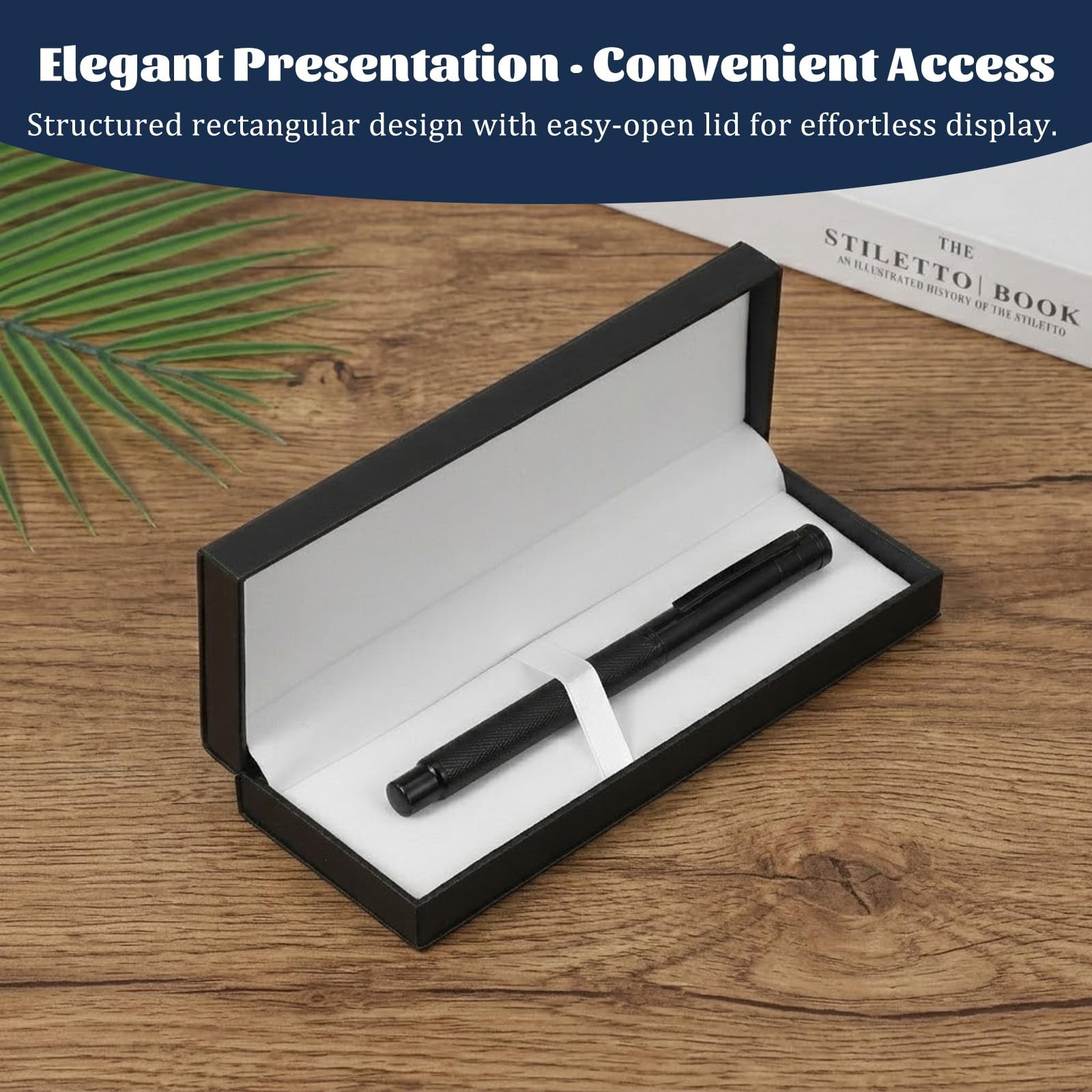 PU Leather Pen Single Case, Rectangle Pen Display Organizer Pens Gift for Fou…