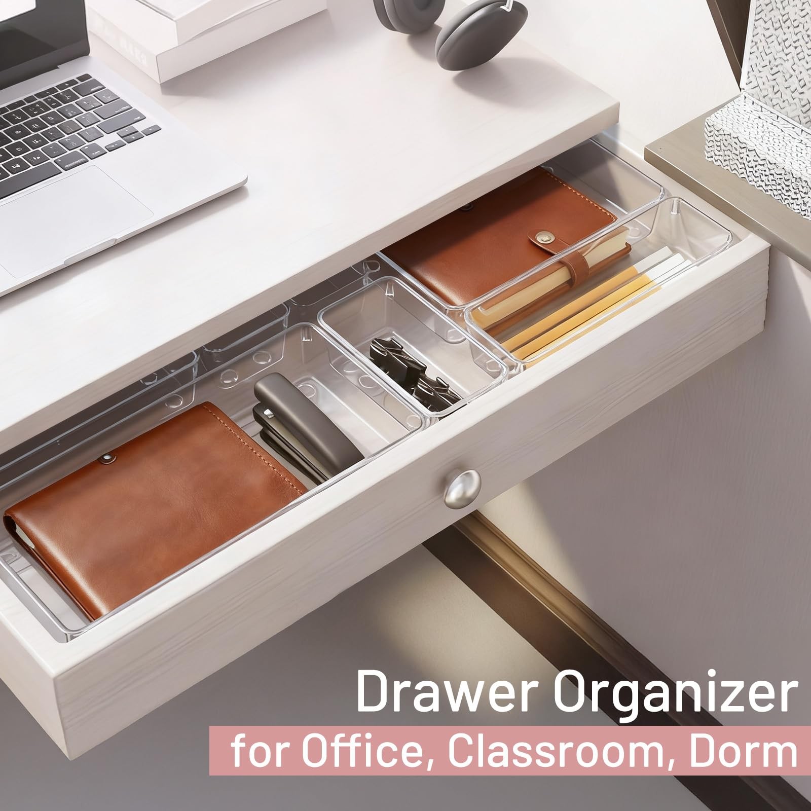 8 Pack Large Clear Plastic Drawer Organizer Bins – Acrylic 8 Pack,