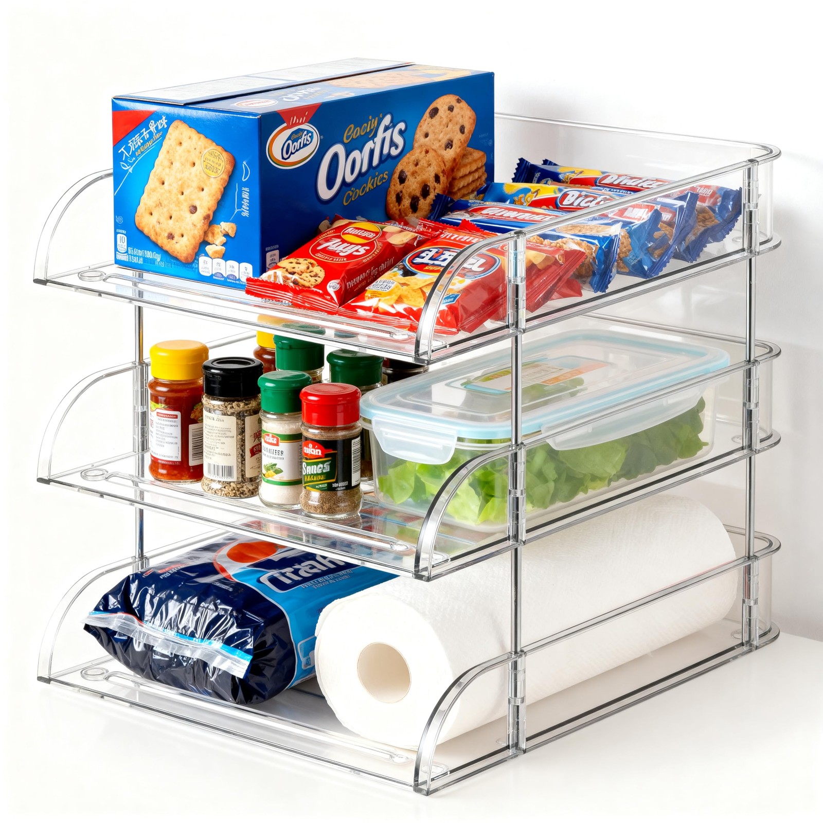 Desk Organizer and Storage,3-Tier File Paper Tray Organizers,Stackable Clear …