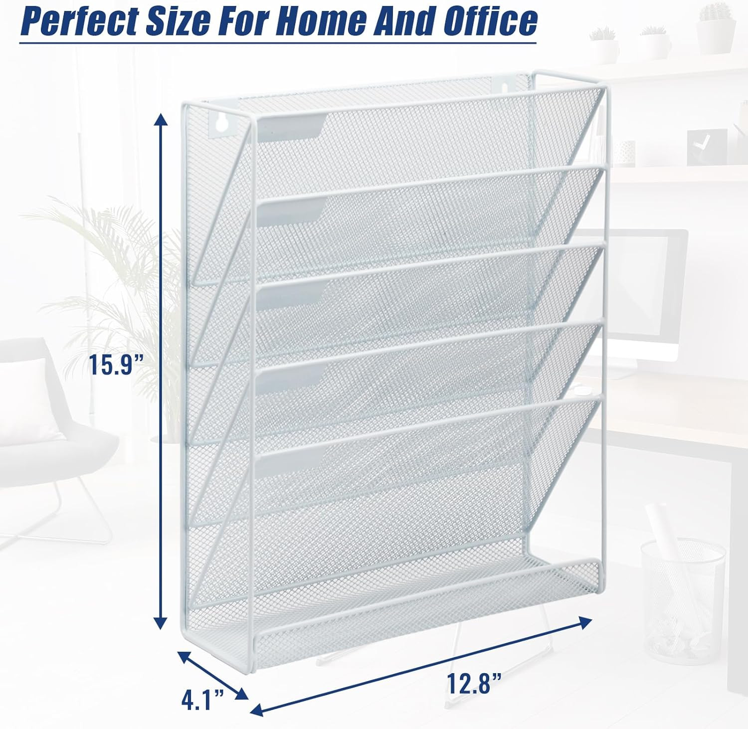 Desk File Organizer Mesh 6-Tier, Hanging Wall Mount Document Organization Stand,