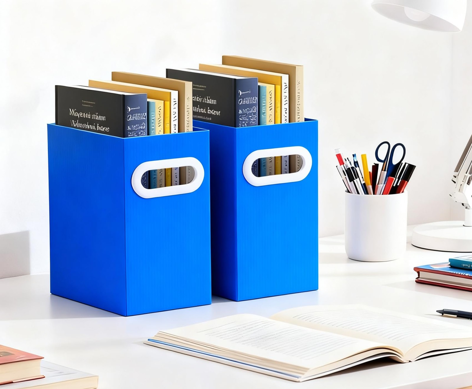 Blue Cardboard File Organizer Storage Box Hanging Folder Letter Size Document