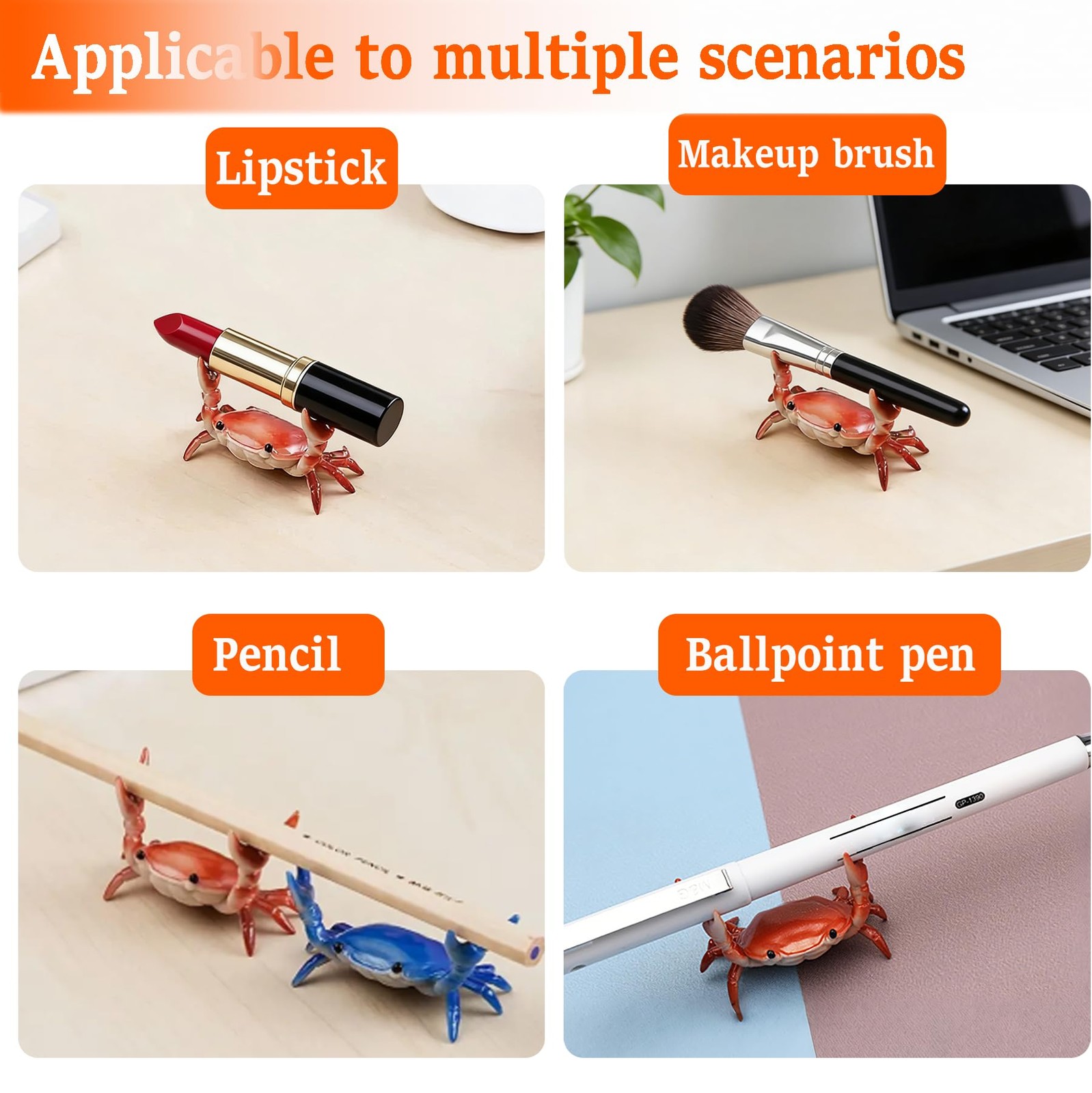2 Pcs Crab Pen Holder, Creative Weightlifting Desk Crab Pen Holder Stand, Cut…
