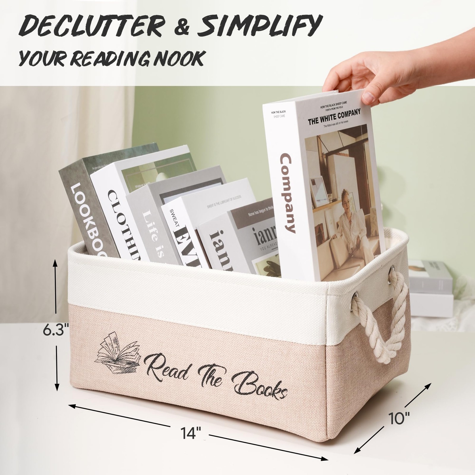 Book Storage Baskets Organizing Read The Books List Organizer Handles Bin