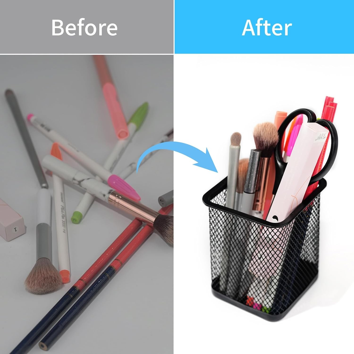 Pen Holder for Desk, Wire Mesh Pencil Cup Holder for Desk Organizer for Office