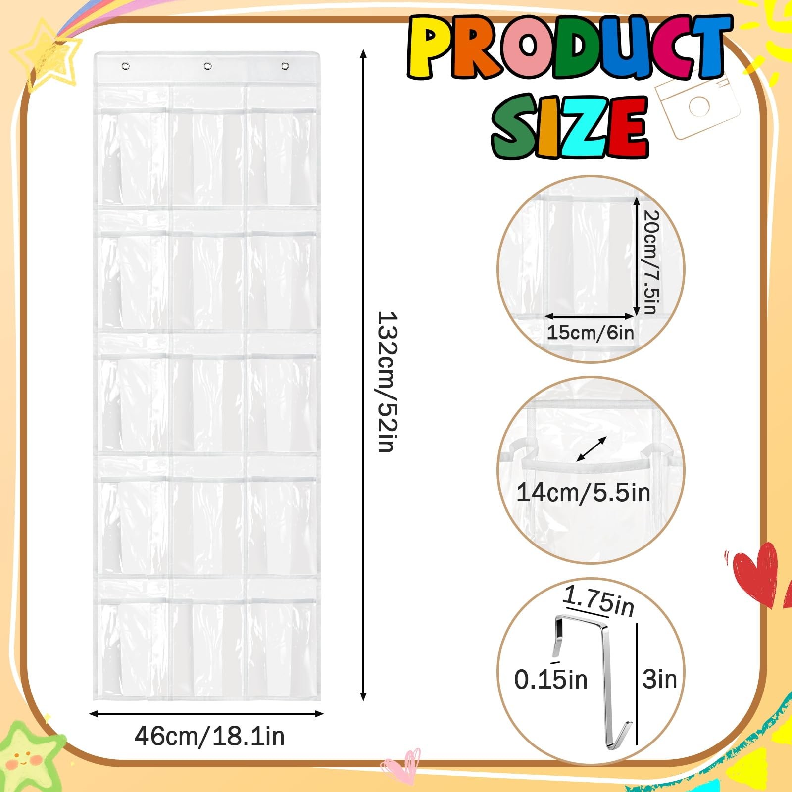 Headphone Storage Classroom Headphone Organizer 15 Pockets PVC Clear Organize…