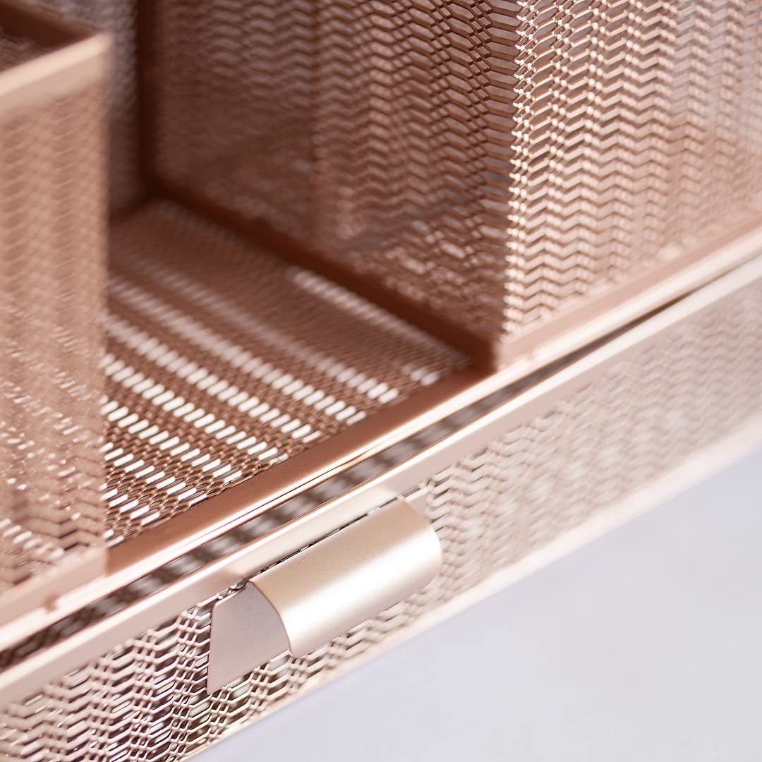 BLU MONACO | Rose Gold Desk Organizer with Sticky Note & File