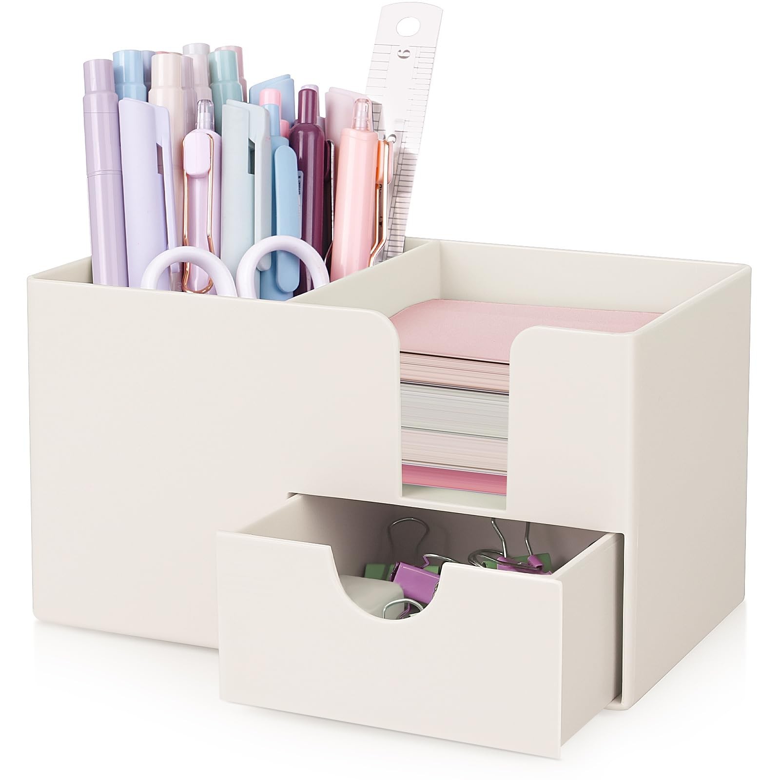 Desk Organizer with Drawer 3 Compartments Pen Holder for Home Office School Desk