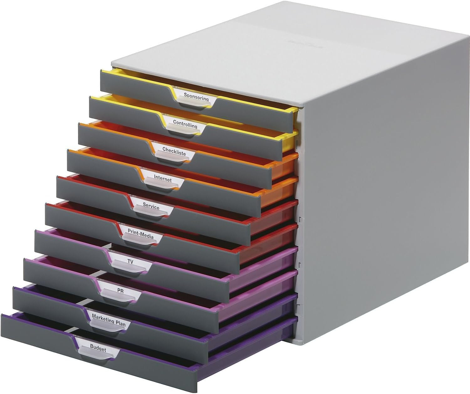 Varicolor 10 Drawer Unit – Gray Desktop Drawer Set with 10 Color Coded Draws – L