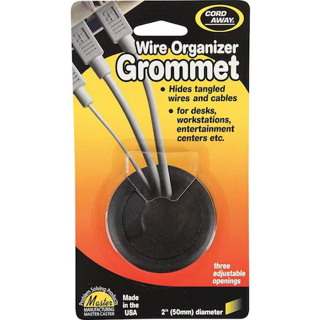 Master Caster 00201 Grommet, Desk, 2 In Dia, 1 1/8 In H, Blk