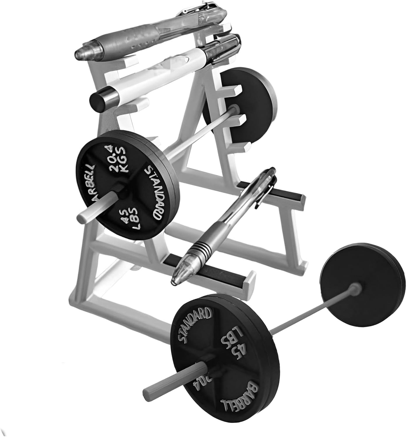 Squat Rack Pen Holder Modern A-Frame Style Gray Plastic Fun Desk Gym Decor W/