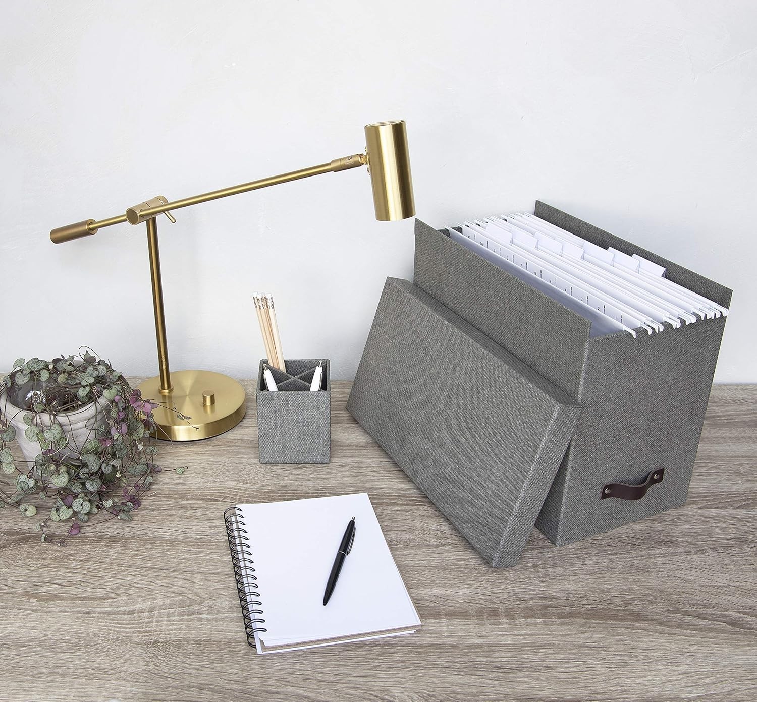 Bigso John Desktop File Box | File Storage Box for Paperwork | Grey