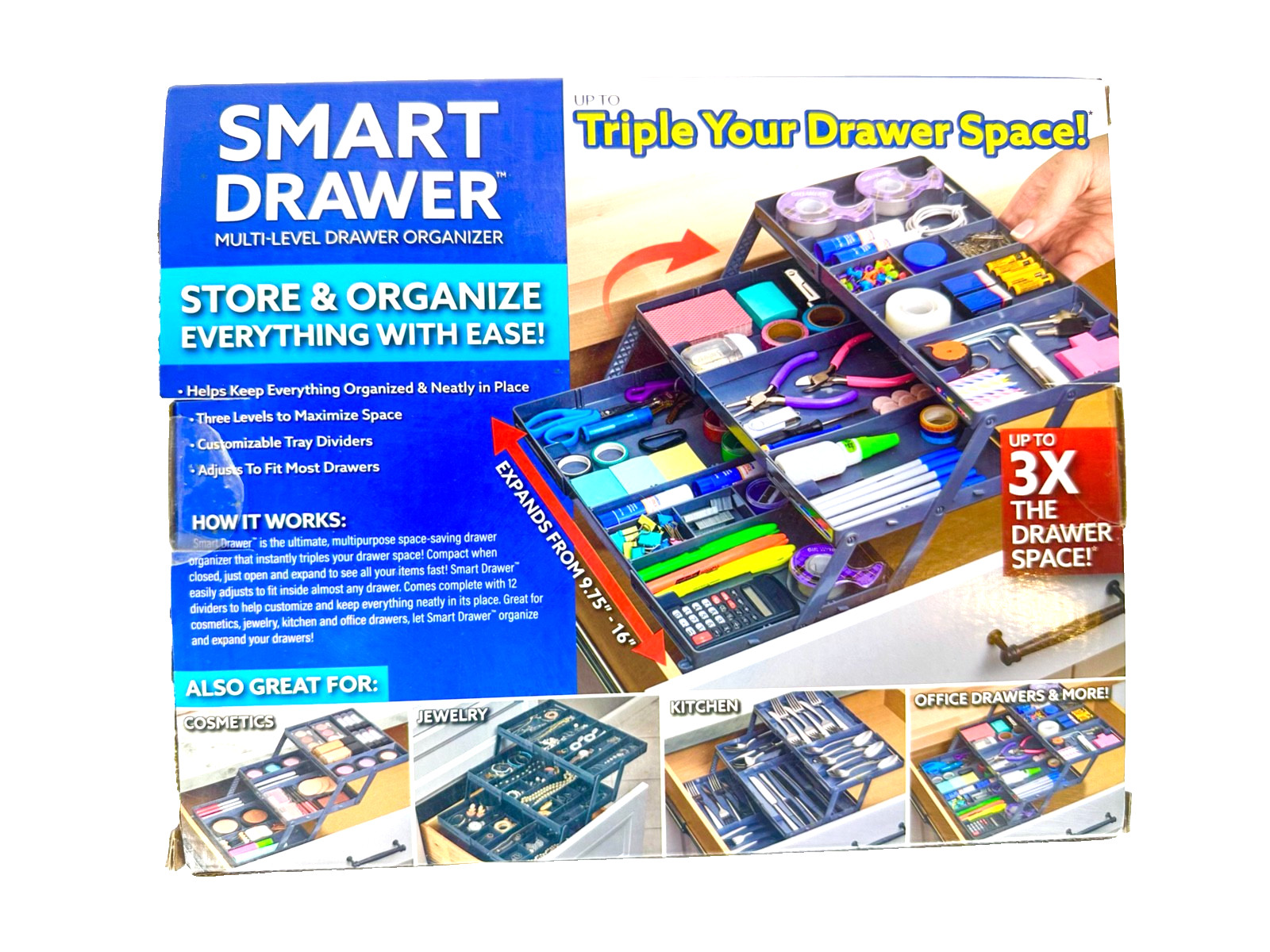 Drawer Organizer, Expandable W/ Customizable Dividers
