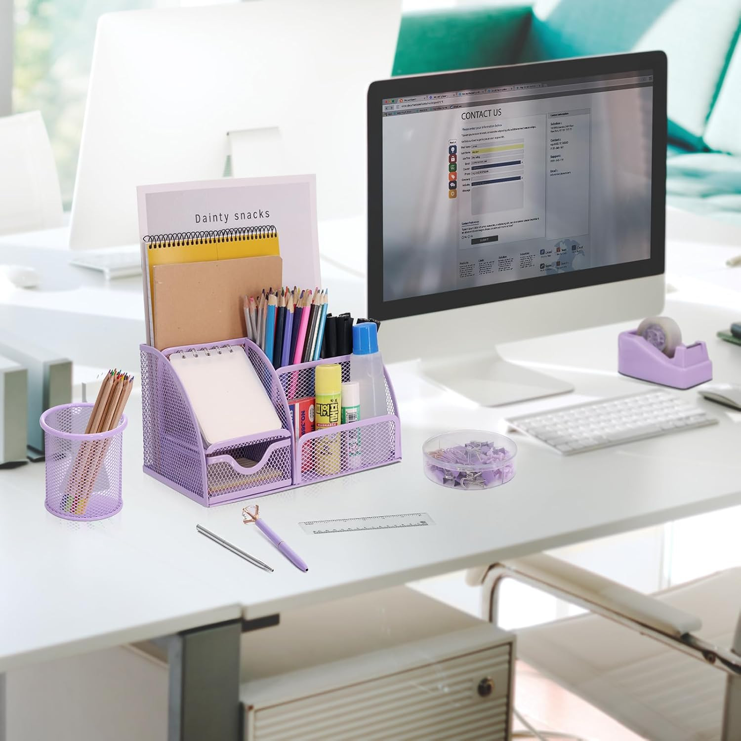 13-In-1 Office Desk Organizer Set with Stapler and Tape Dispenser, Pen Holder, S