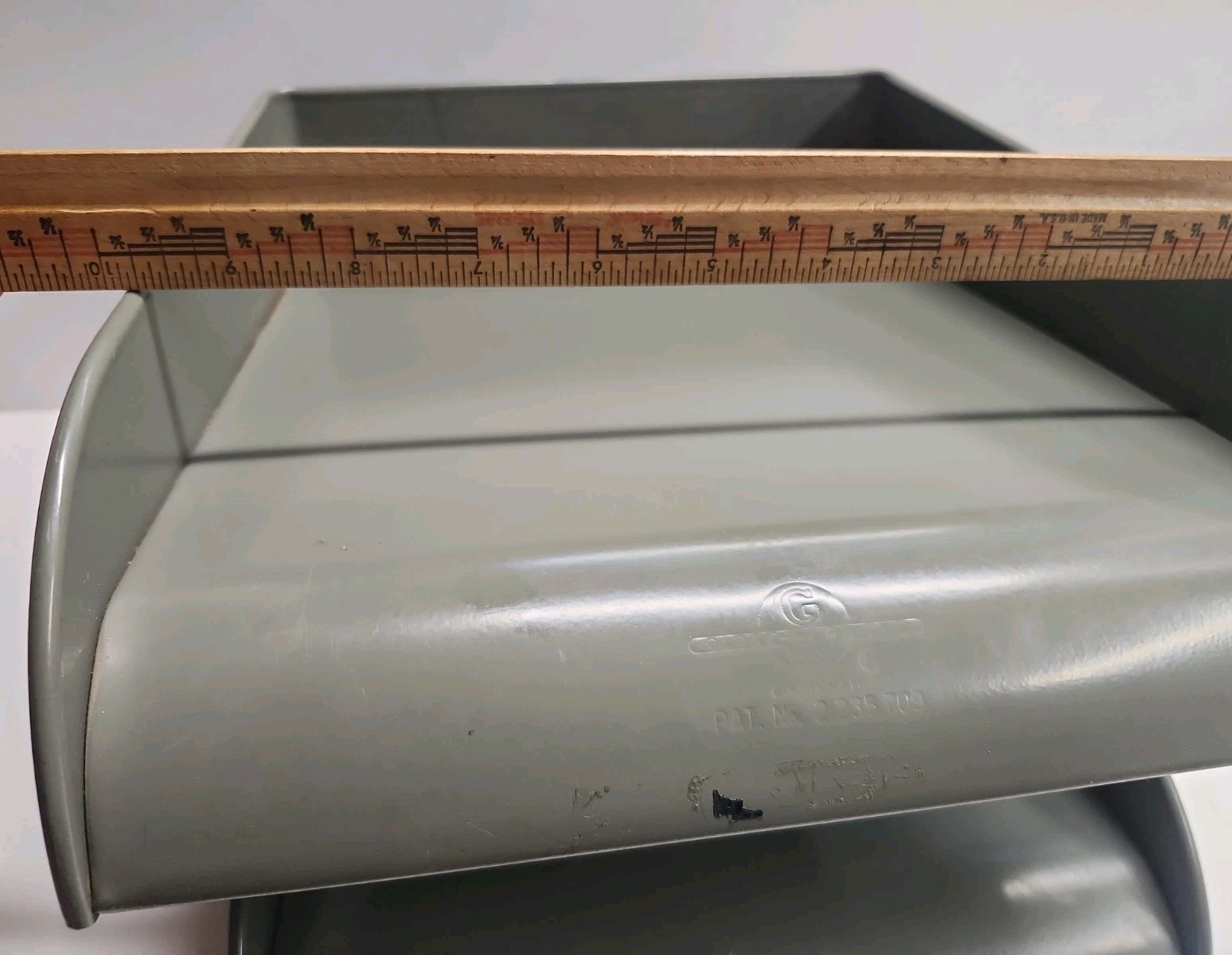 Vintage Globe-Wernicke 2 Tier Metal Paper Tray File Organizer Mid-Century Grey