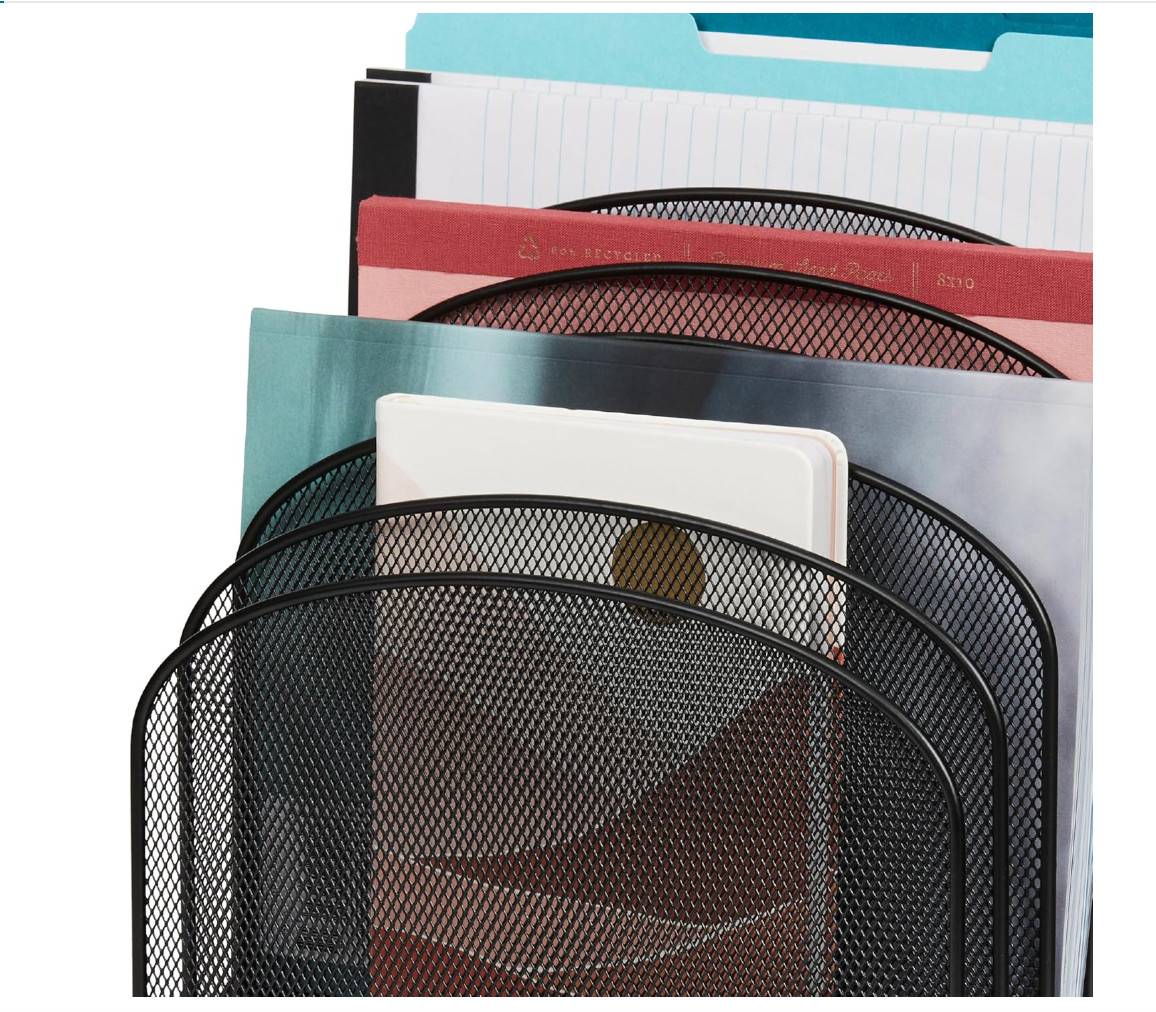 USED Safco 8 Compartment Wire Mesh File Organizer Matte Black- USED (AB)