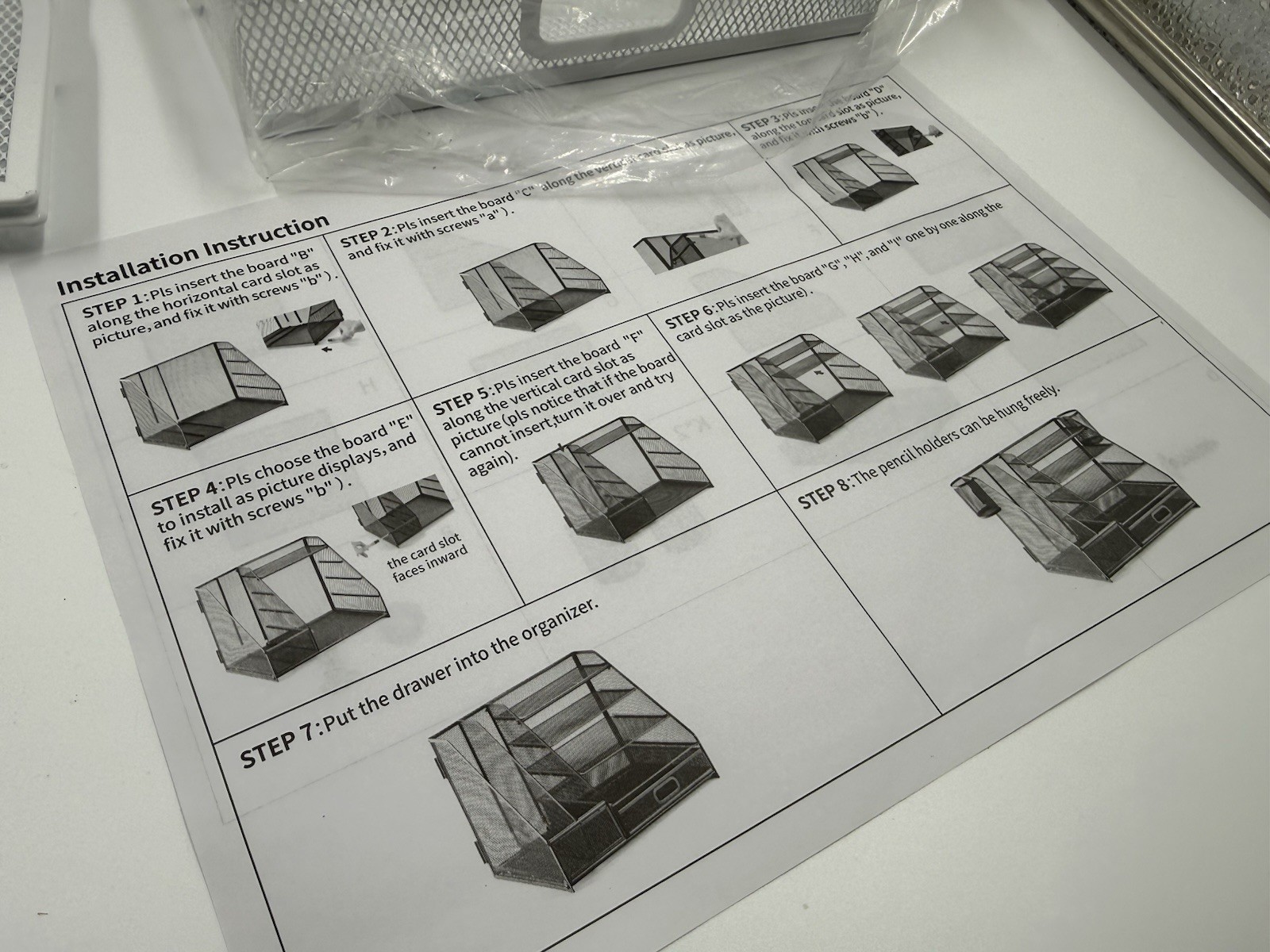 Desk Organizer with File Holder, 5-Tier Paper Letter Tray Organizer with Drawer