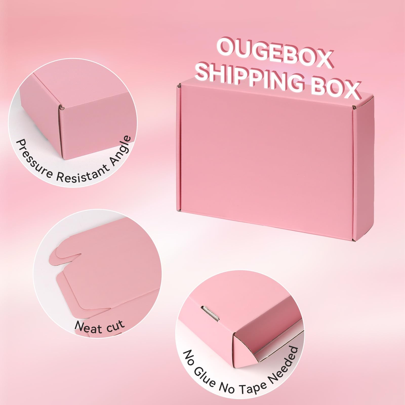 OUGEBOX Pink Shipping Boxes Small Business 6x6x2 30 Pack Corrugated Cardboard Ma