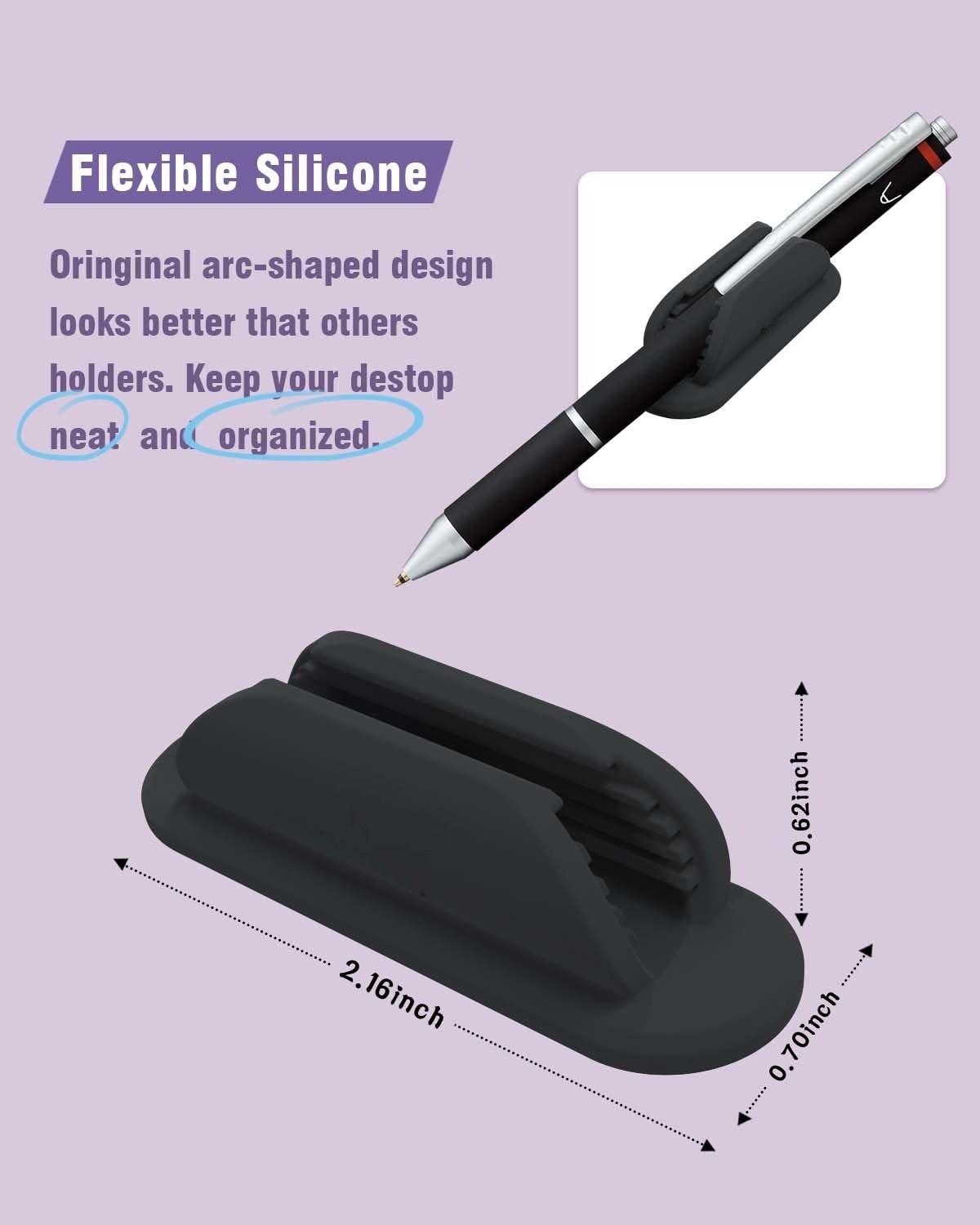 10PCS Black Silicone Desktop Sticky Pen Holder Pencil Stand Essential Office
