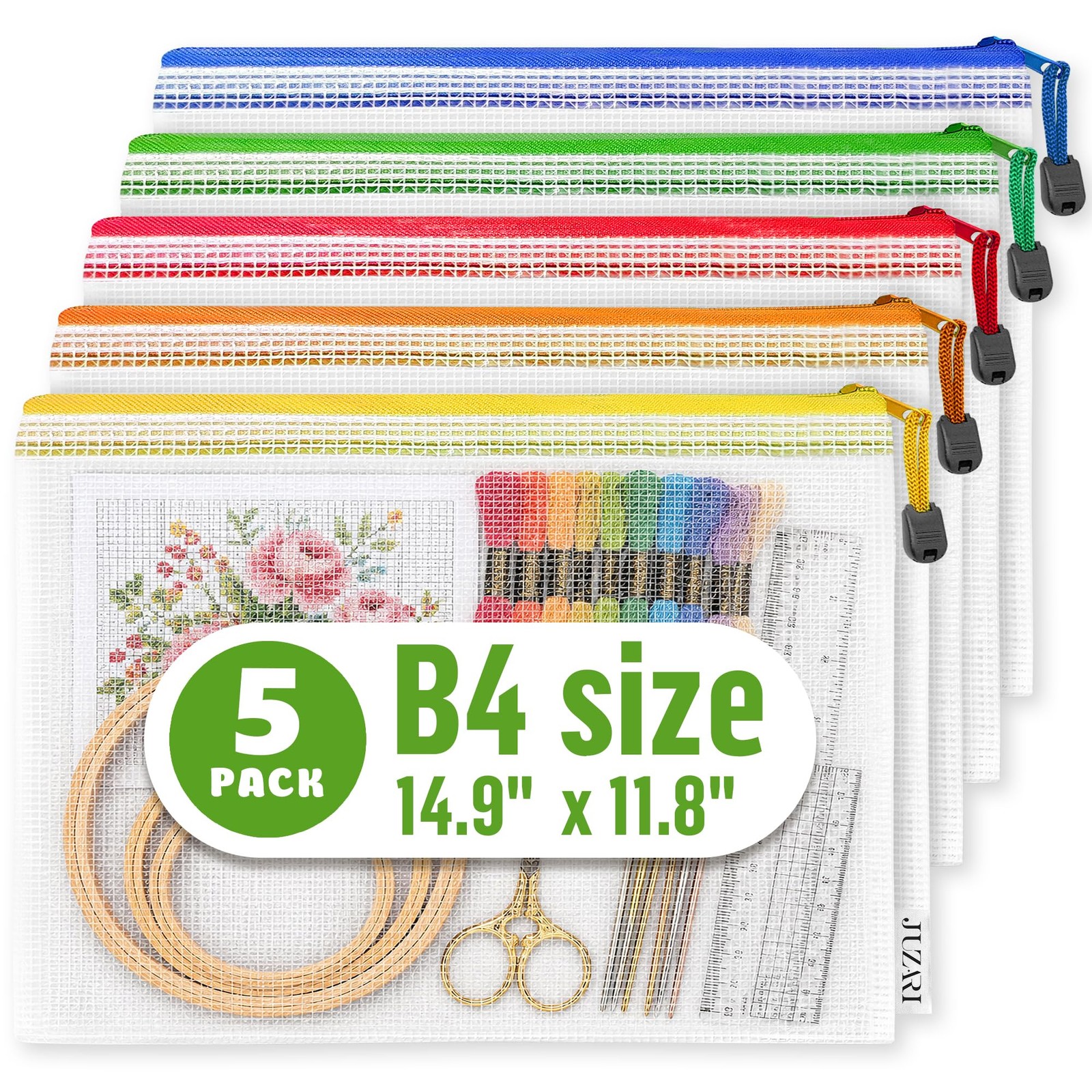 5 Pack Clear Project Bags with Zipper B4 (12x15in) – Craft Storage Bag for Ne…