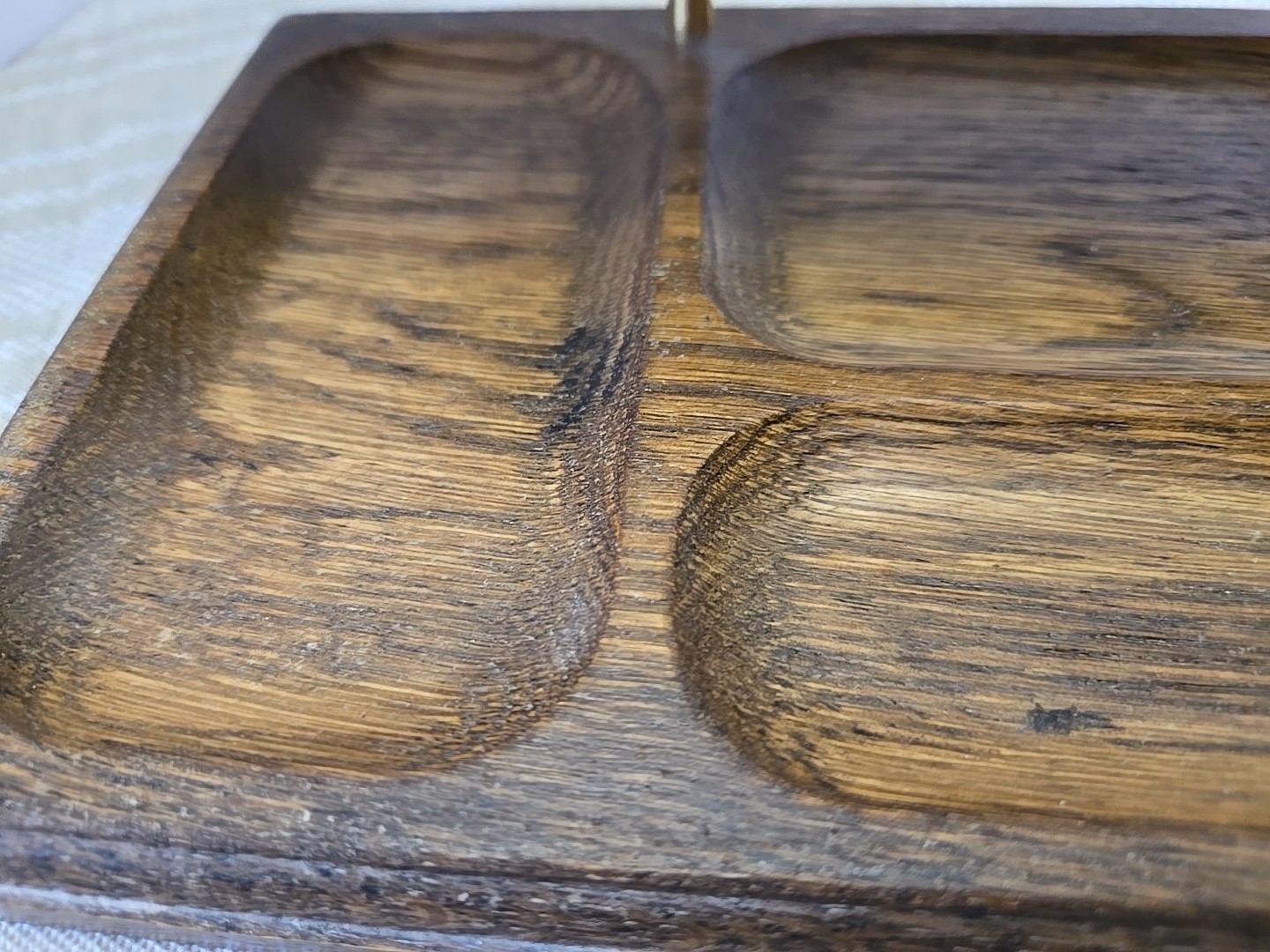 Solid Wood With Brass 2-Tier MCM Desk Organizer Dresser Valet jewelry Tray