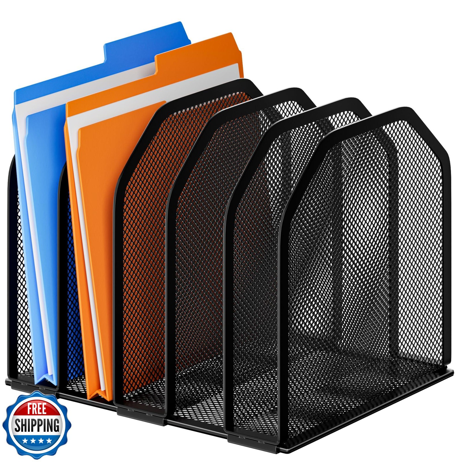 FUCDTEFC Desk File Organizer, Adjustable 5 Sections Upright Desktop Organizer